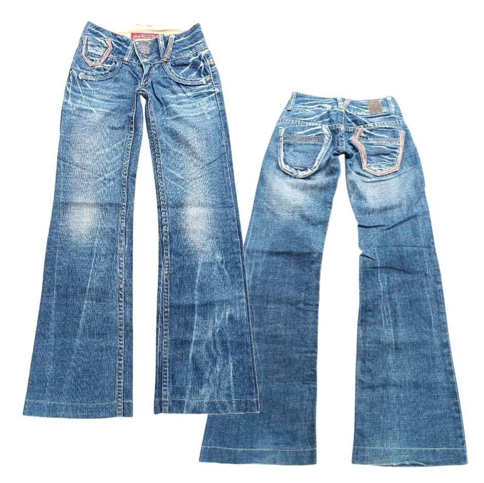 If Six Was Nine × Japanese Brand × Le Grande Bleu (L.G.B.) RedPepper RedLabel Flare Distressed Whiskers Faded DenimE243 Size US 26 / EU 42 - 1 Thumbnail