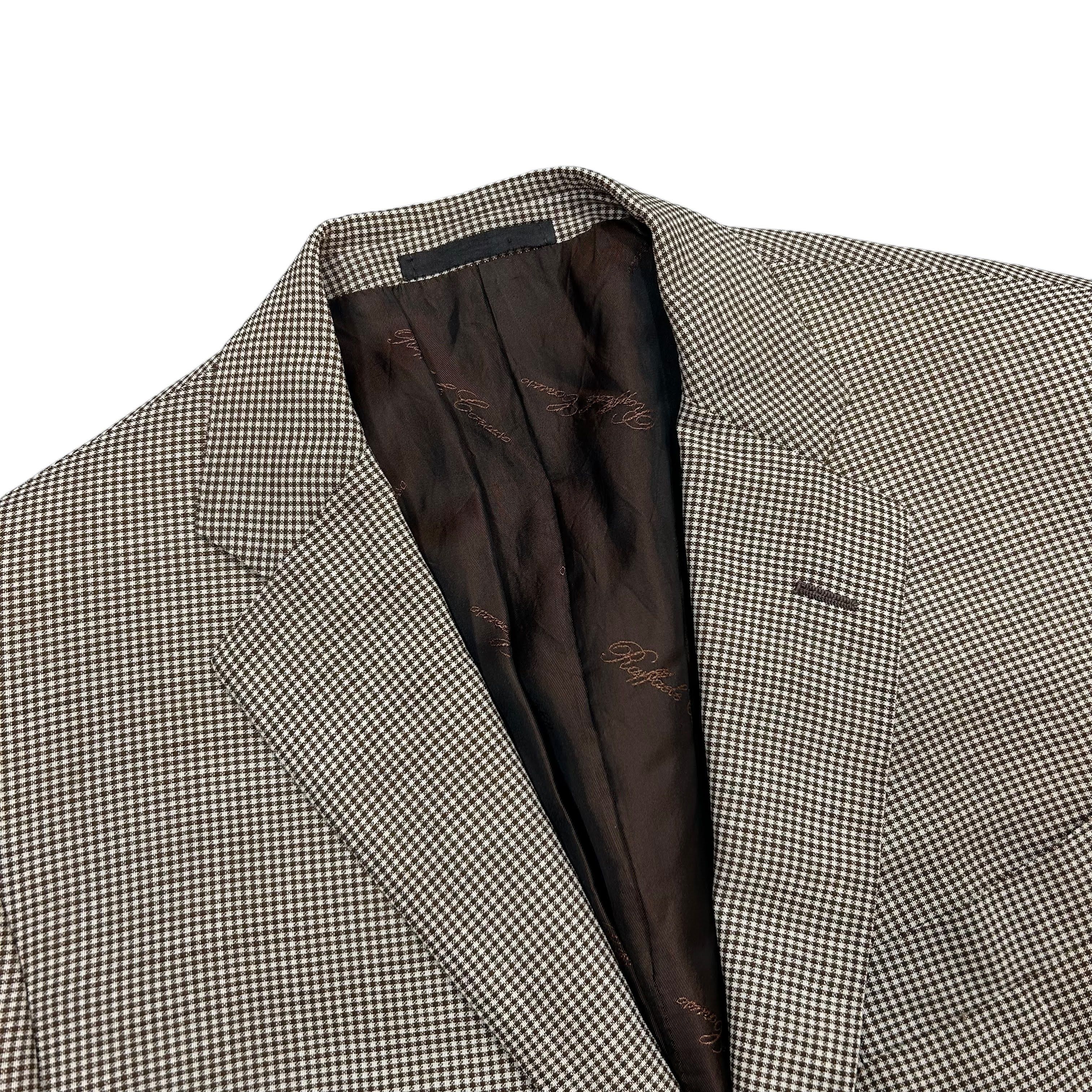Caruso Caruso Wool Mohair Brown White Check Blazer Jacket Size 52 Size 42R - 5 Thumbnail