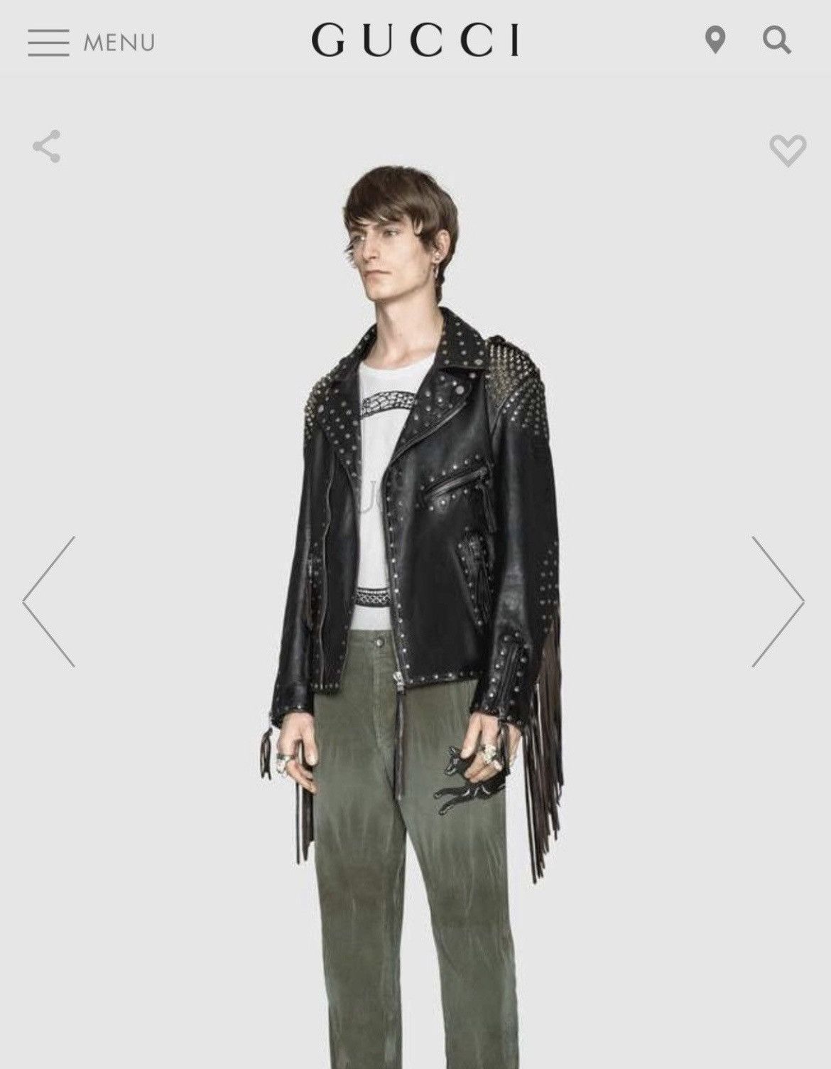 Gucci Gucci Studded Leather Biker Jacket with Fringe Size US M / EU 48-50 / 2 - 2 Thumbnail