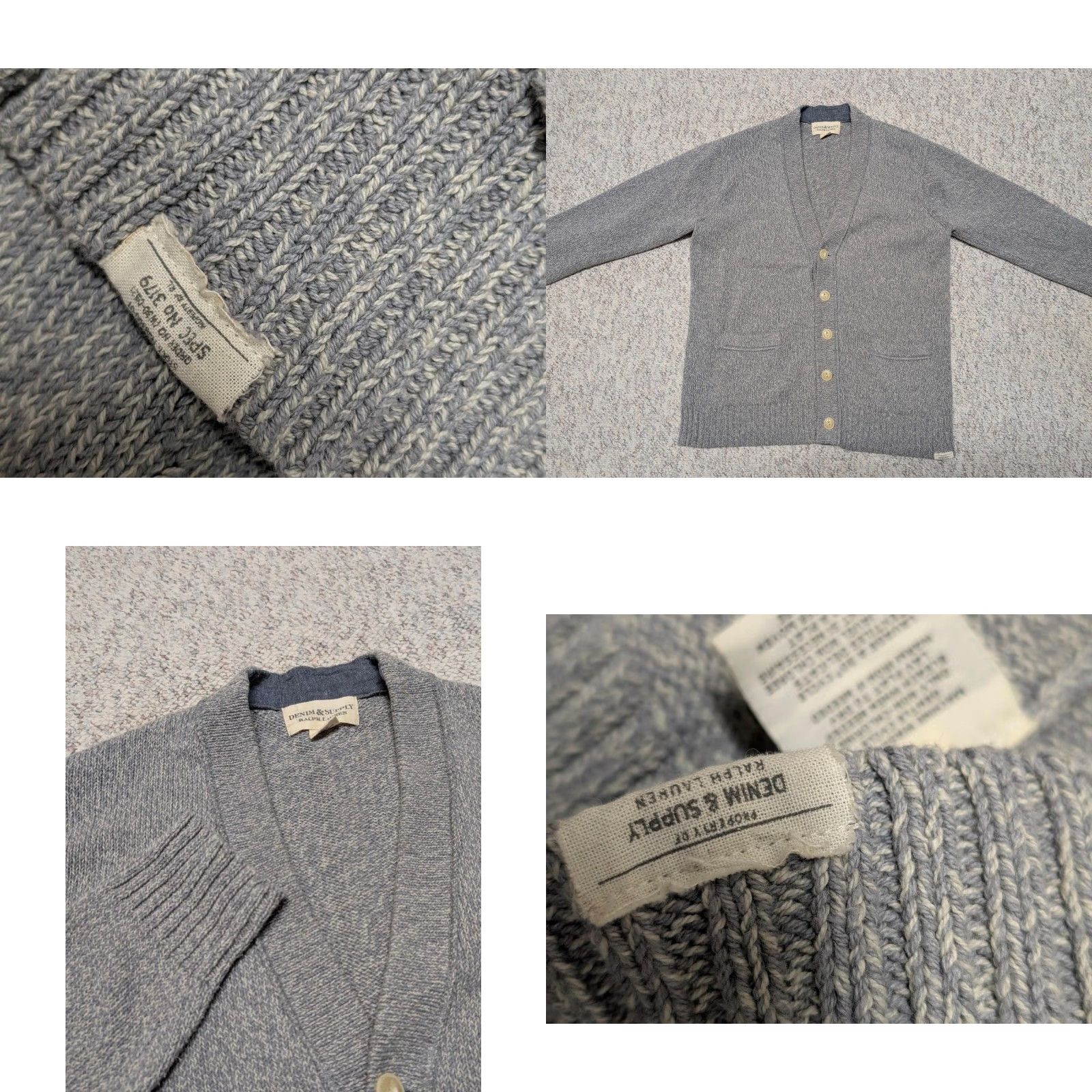 Ralph Lauren VINTAGE DENIM & SUPPLY Ralph Lauren Cardigan L Sweater Gray Cotton Knit Mens Size US L / EU 52-54 / 3 - 8 Thumbnail