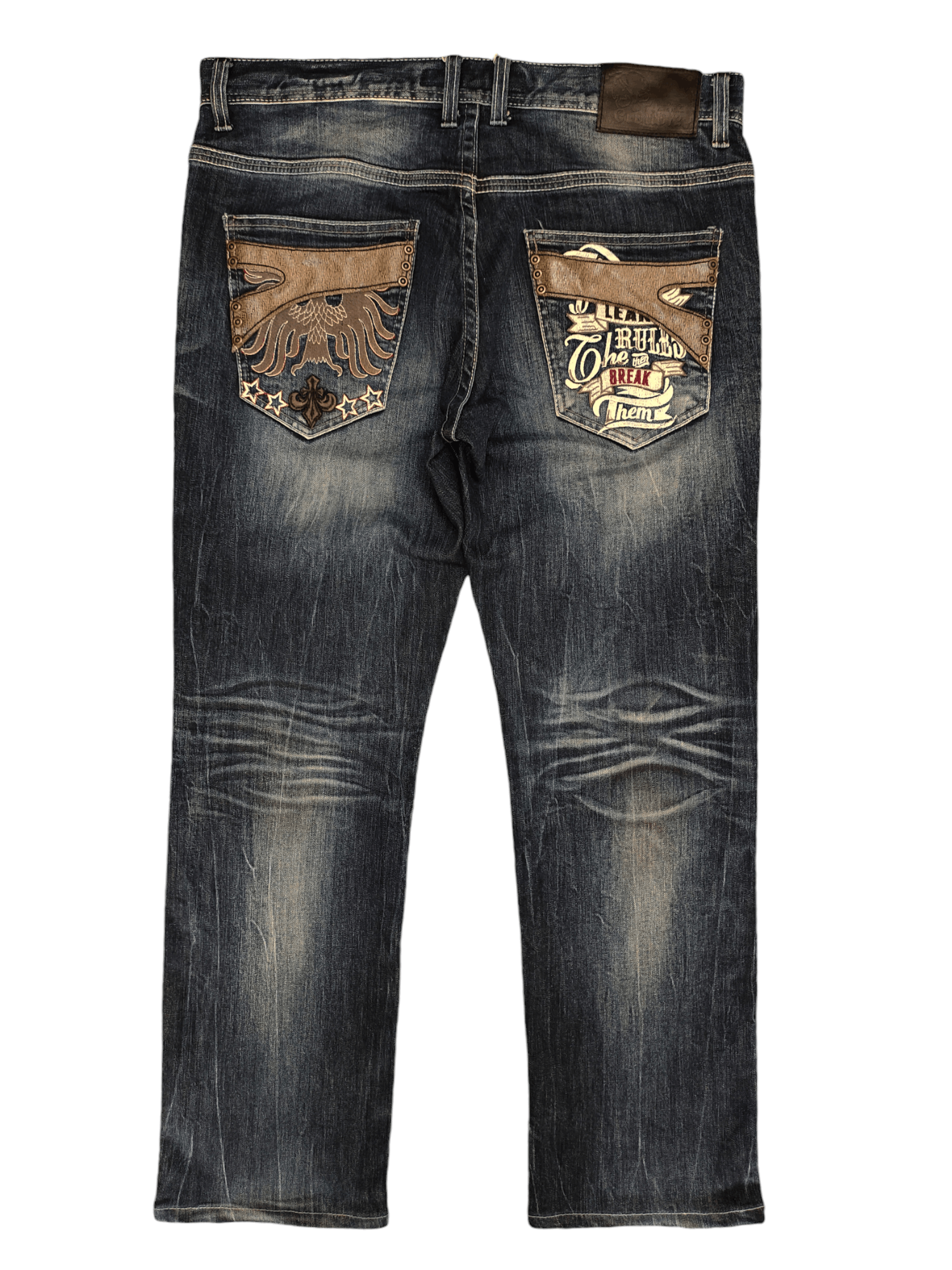 Artful Dodger Vintage Y2k Cloud 72 Embroidered Pocket Clawmark Faded Jeans Size US 36 / EU 52 - 1 Thumbnail