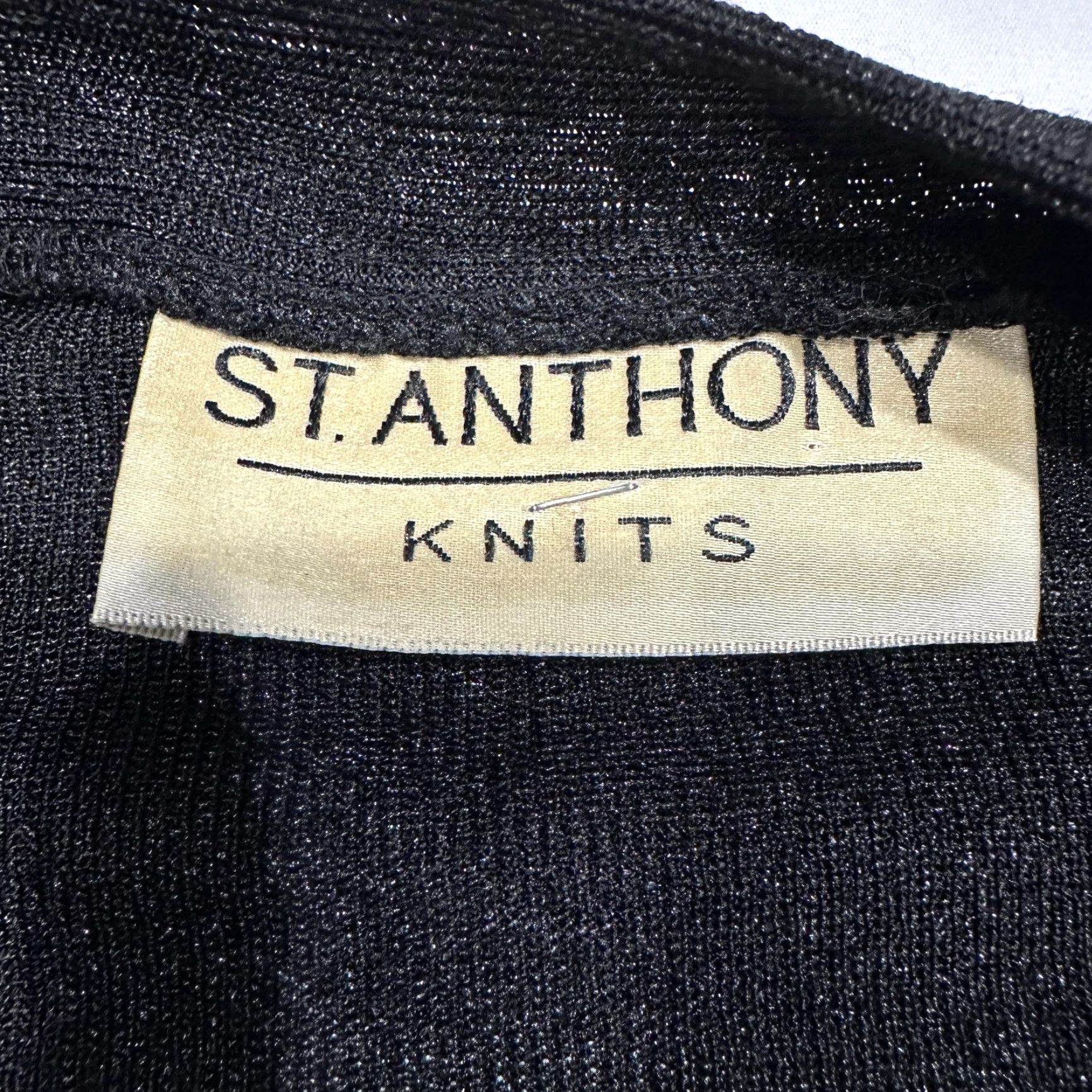 Vintage St Anthony Knits Blouse Plus 24W Black Tunic Long Sleeve Buckle Stretch Layered Shirt Women's Size 4XL / US 24-26 - 4 Thumbnail