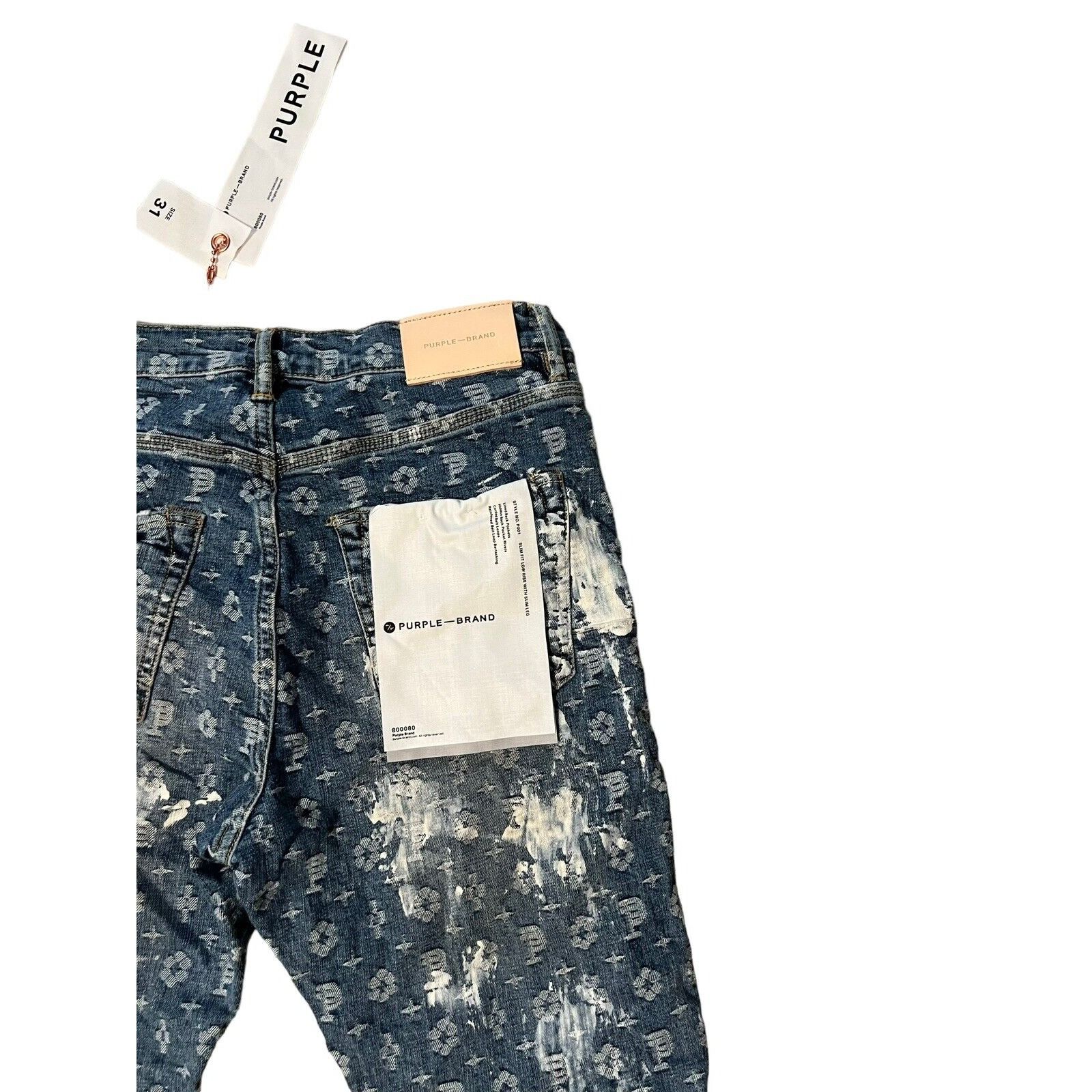 Purple Purple Brand Jeans Mens Jacquard Slim Fit Blue Size 31/32 Size US 31 - 5 Thumbnail