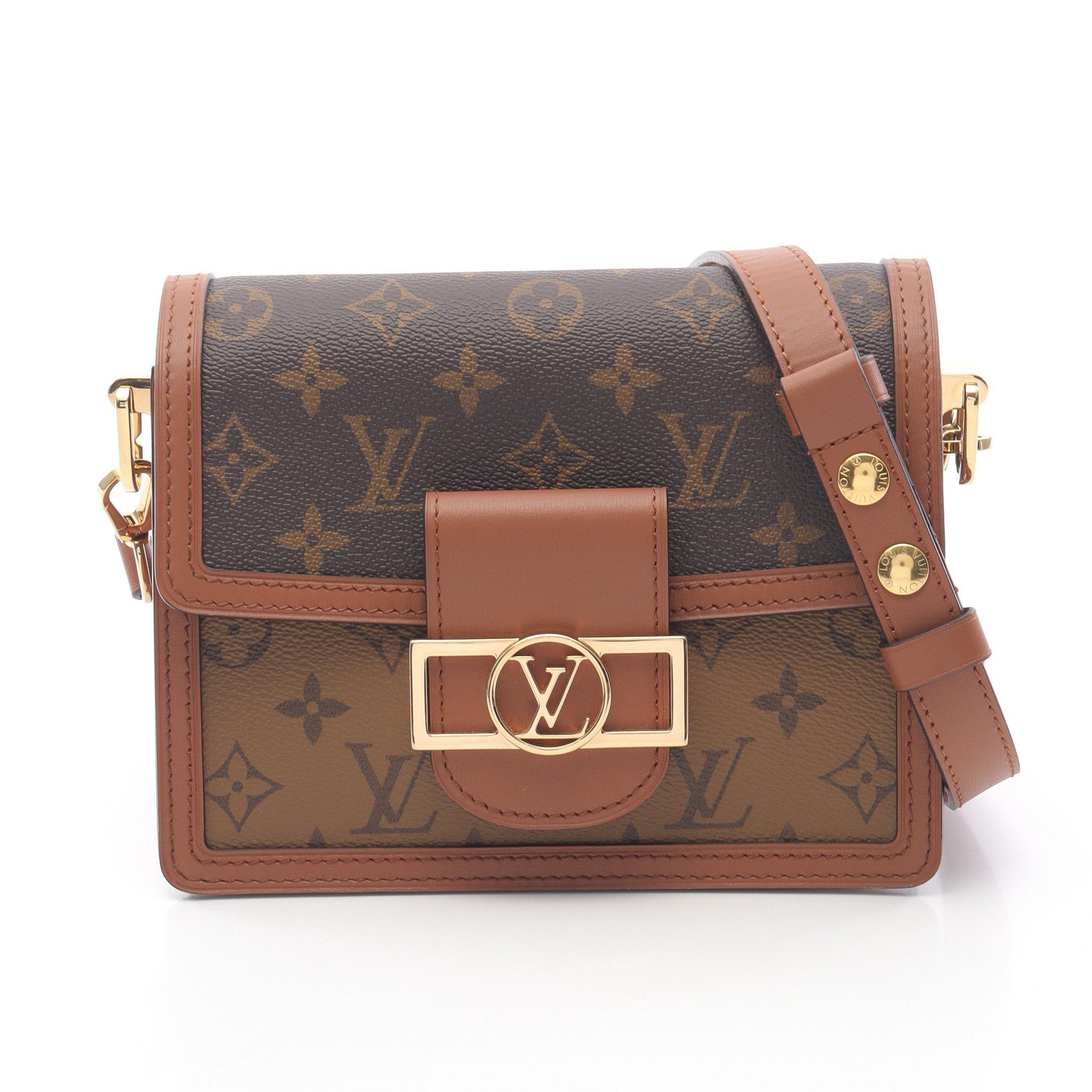 Louis Vuitton Louis Vuitton Dauphine Mini Monogram Reverse Shoulder Bag Leather Brown Beige Size ONE SIZE - 1 Thumbnail
