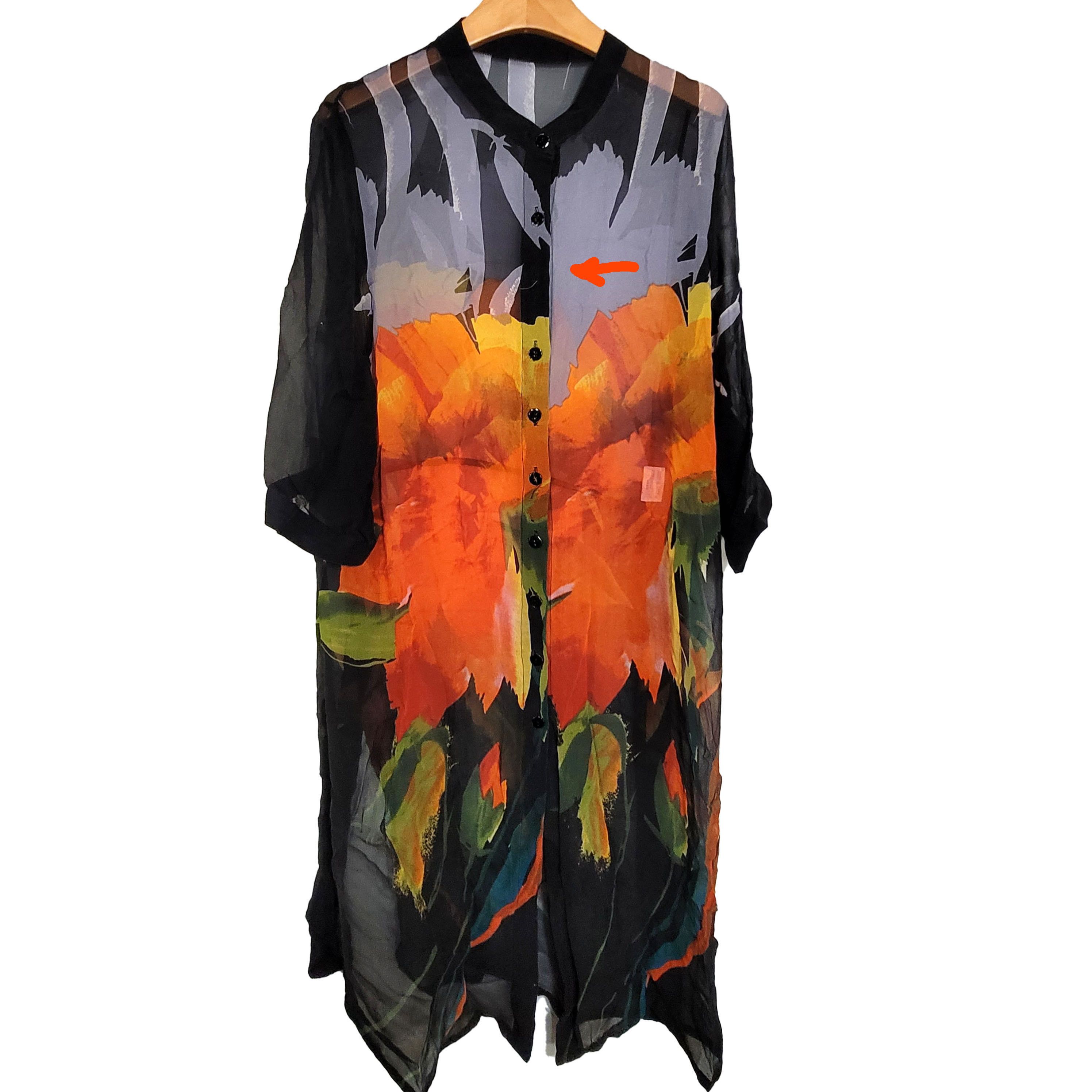 Other Women's 100% Silk Size M Long Button-up Shirt SCB945 Size M / US 6-8 / IT 42-44 - 1 Thumbnail
