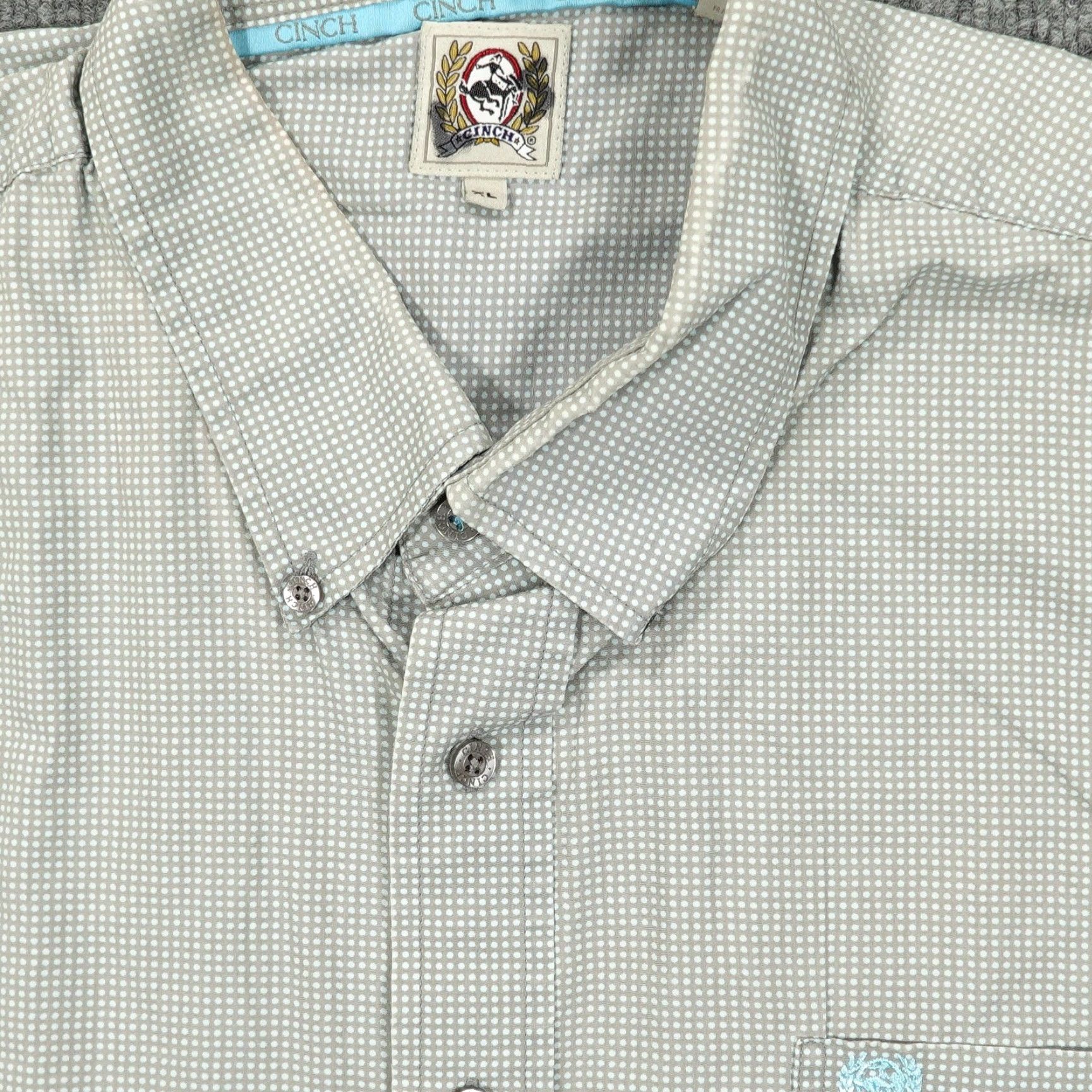 Logo 7 Cinch Shirt Mens XL Gray Micro Dot Button Down Long Sleeve Cotton Western Logo Size US XL / EU 56 / 4 - 3 Thumbnail
