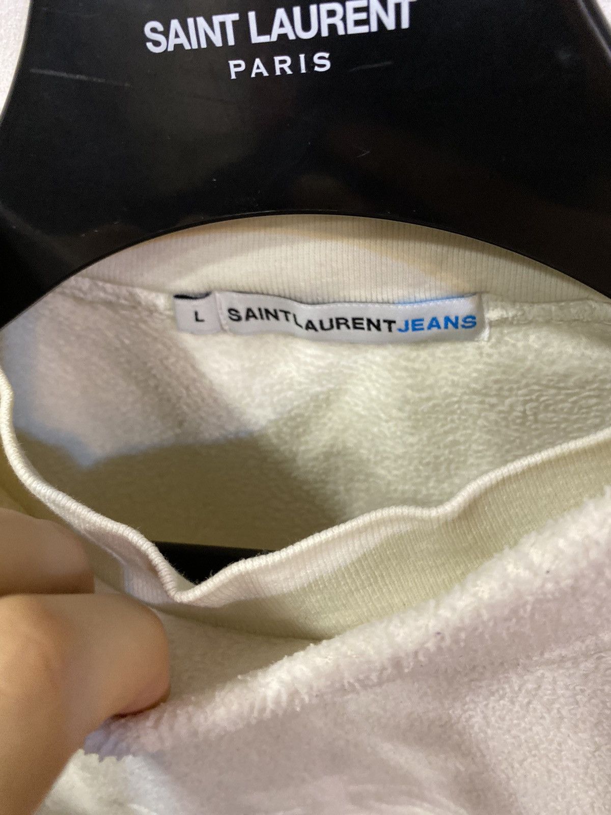Yves Saint Laurent Fleece YSL Sweatshirt Big Logo White YSL Sweater Size US L / EU 52-54 / 3 - 9 Thumbnail