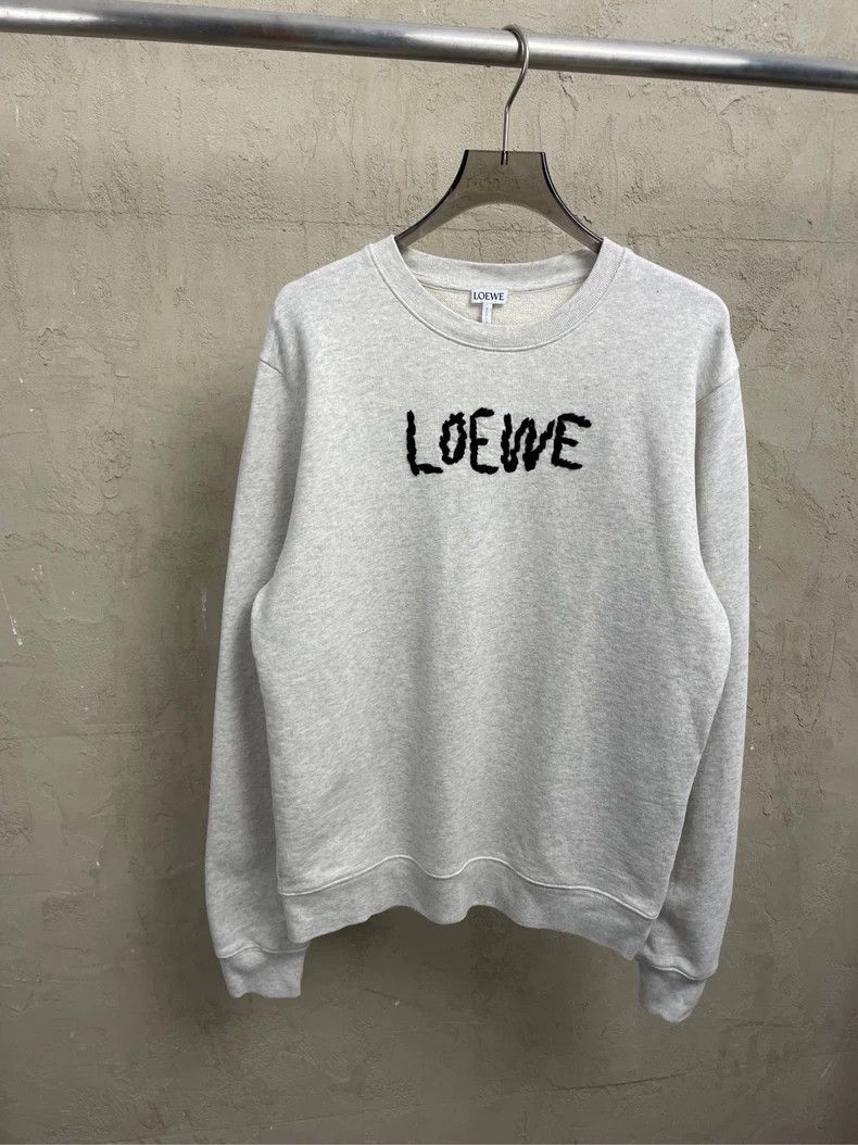 Loewe LOEWE Light gray classic embroidered logo round neck sweat Size S / US 4 / IT 40 - 1 Thumbnail