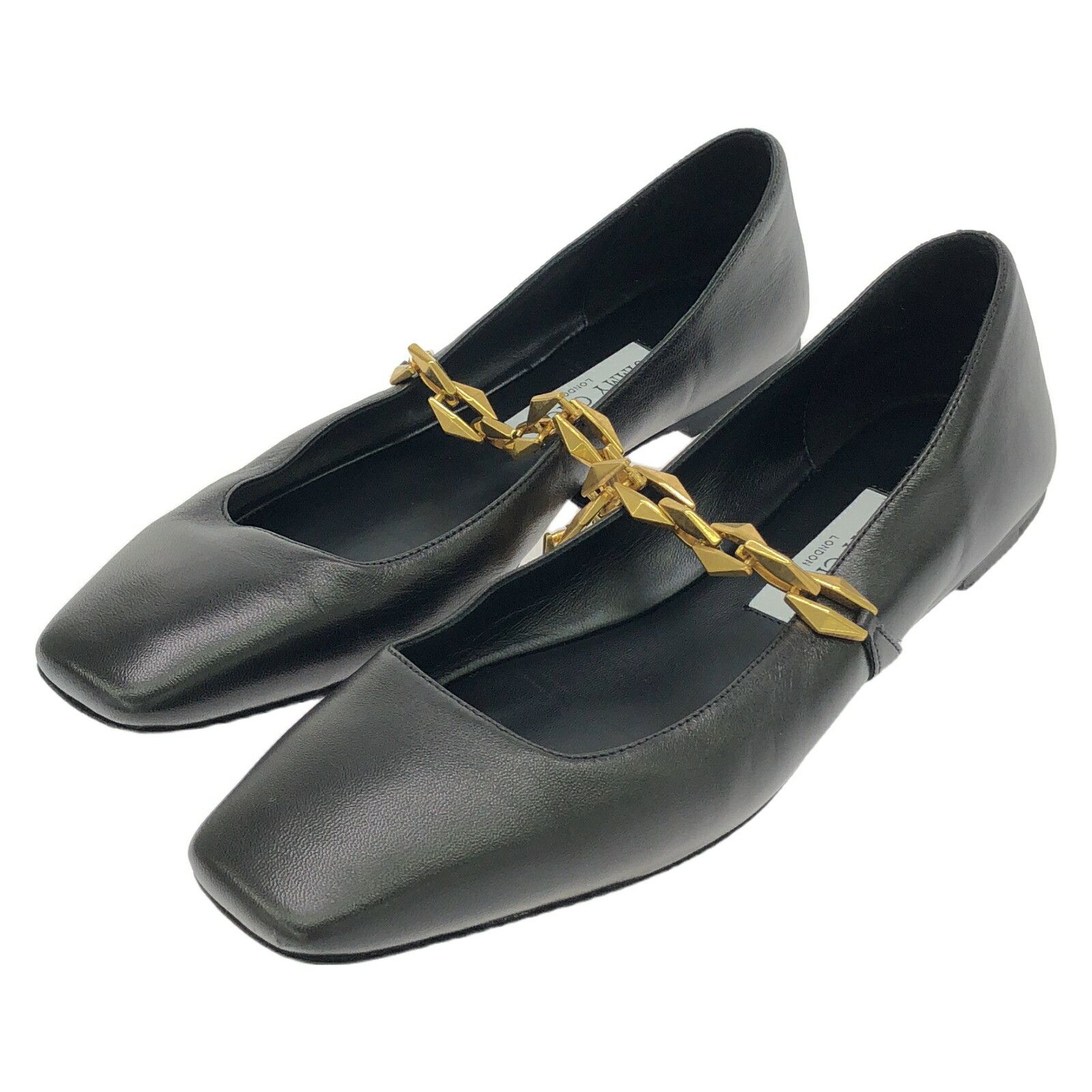 Jimmy Choo Jimmy Choo Diamond Tilda Leather Flats Leather Shoes in Black, Women's