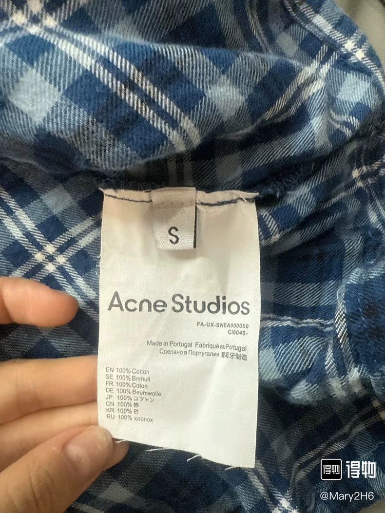 Acne Studios acne studios Blue checkered hooded shirt Size US S / EU 44-46 / 1 - 4 Thumbnail