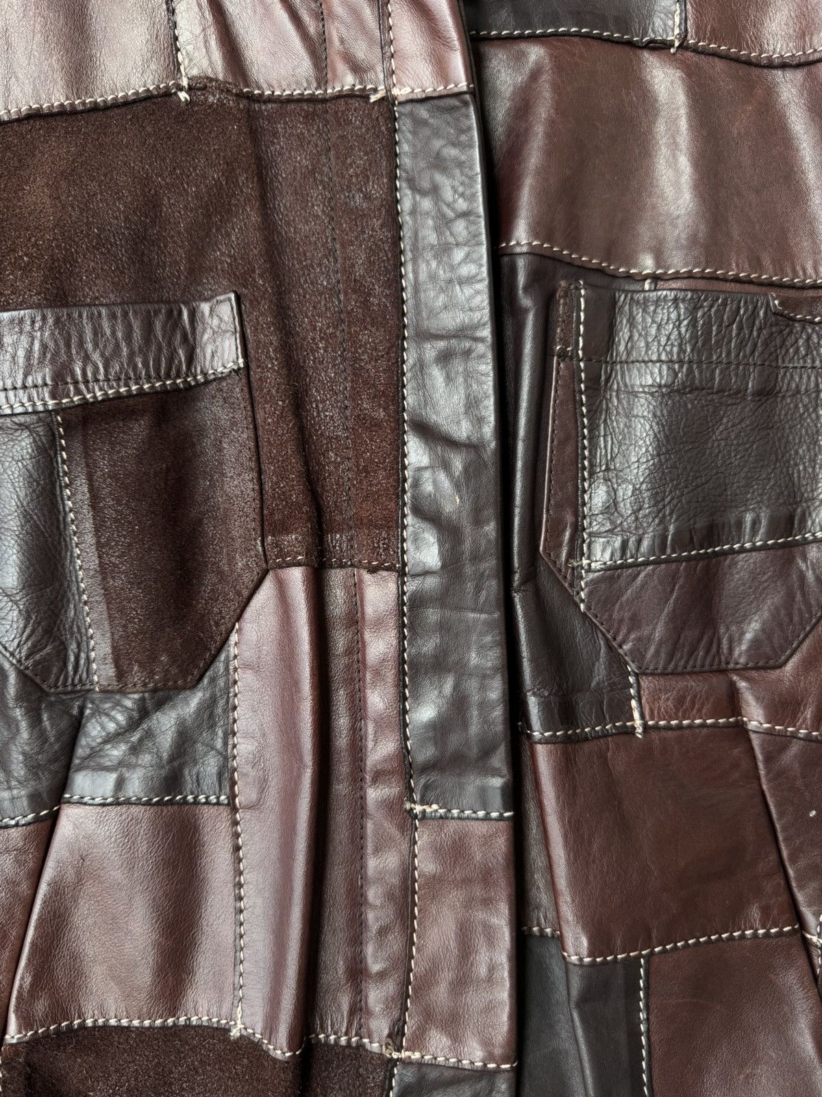 Alexander McQueen Alexander McQueen AW00 Leather Patchwork Knit Jacket Size M / US 6-8 / IT 42-44 - 2 Thumbnail