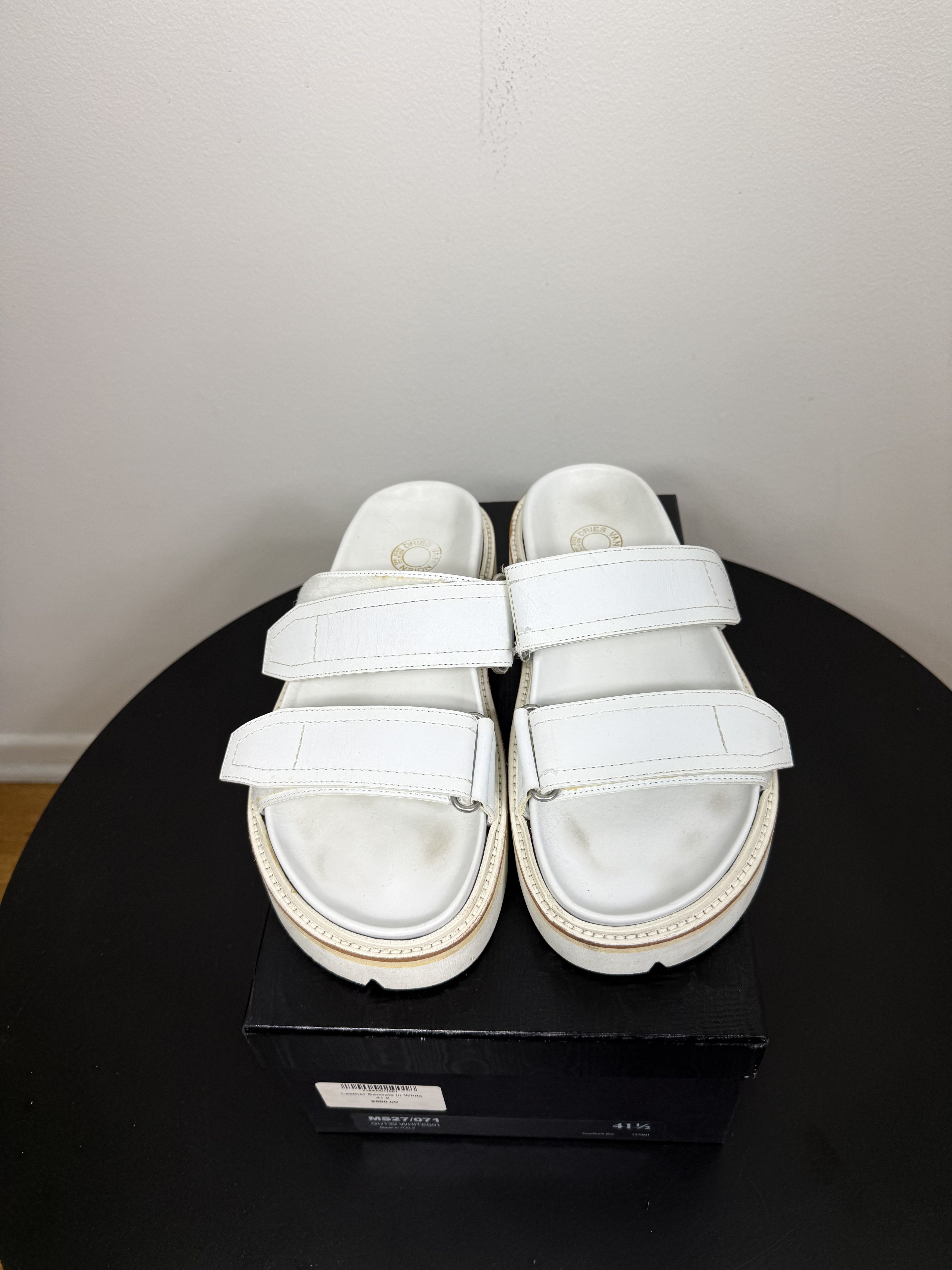 Dries Van Noten White Leather Sandals Size US 8.5 / EU 41-42 - 2 Thumbnail