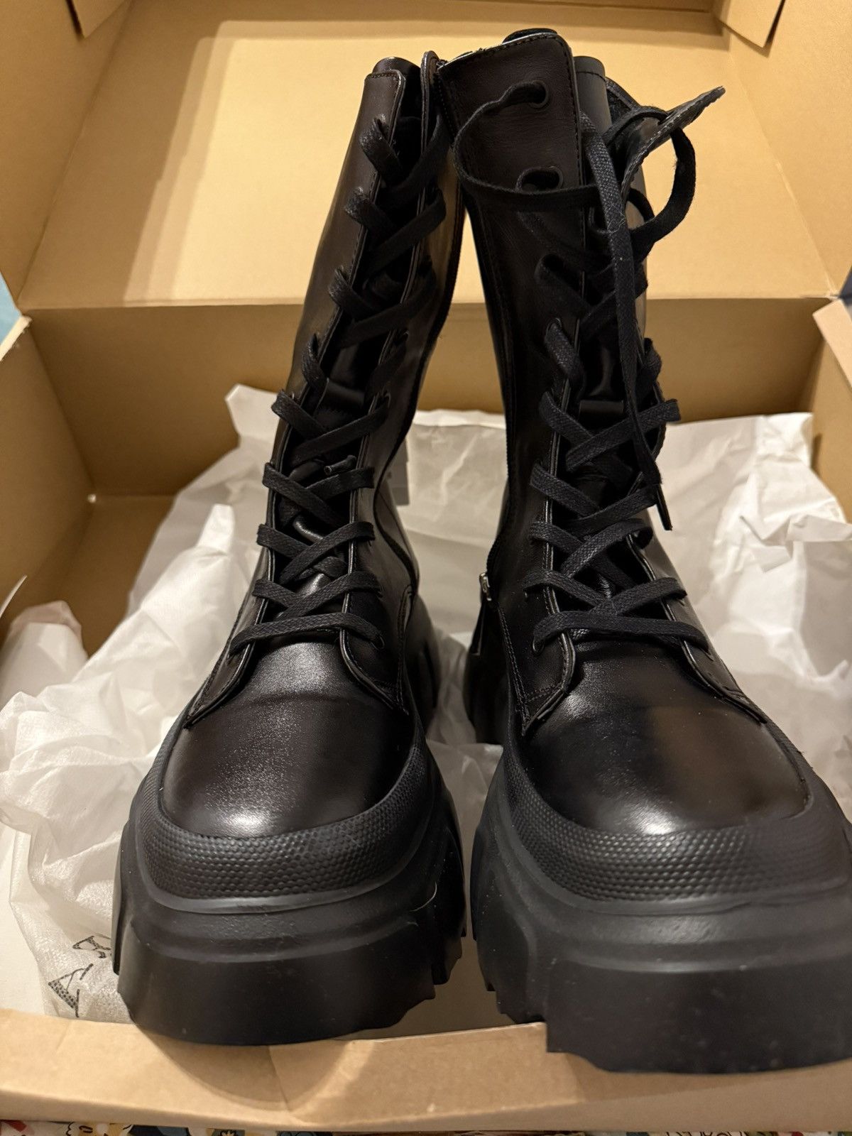 Zara Black Combat Ankle Boots Size US 9 / IT 39 - 2 Thumbnail