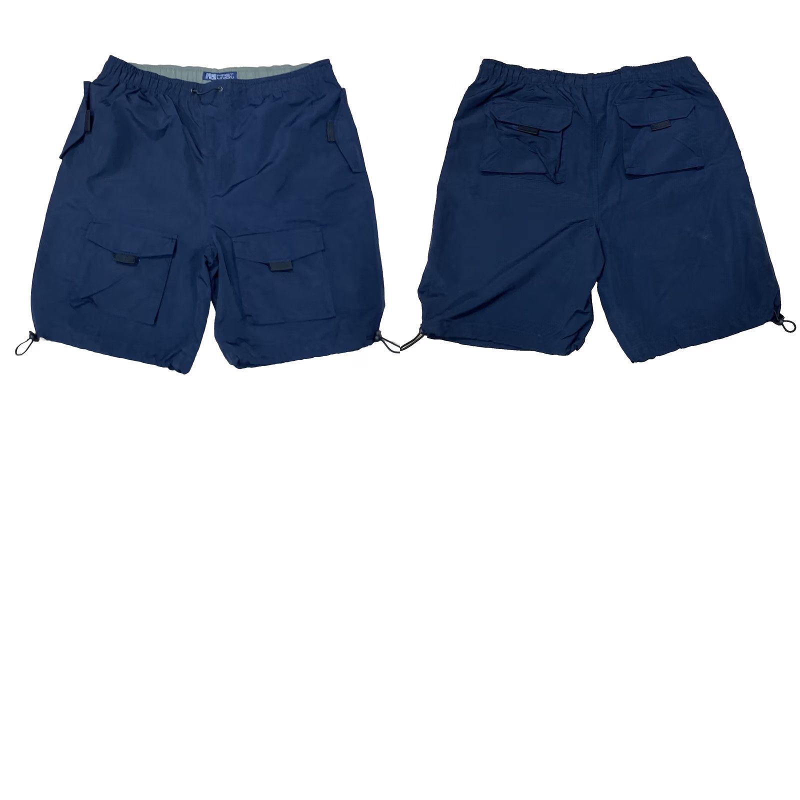 Vintage VINTAGE NAVY FIRST UNION Nylon Cargo Shorts Navy Blue Elastic Waist & Elastic Cinch Knee UAE Size US 33 - 11 Thumbnail