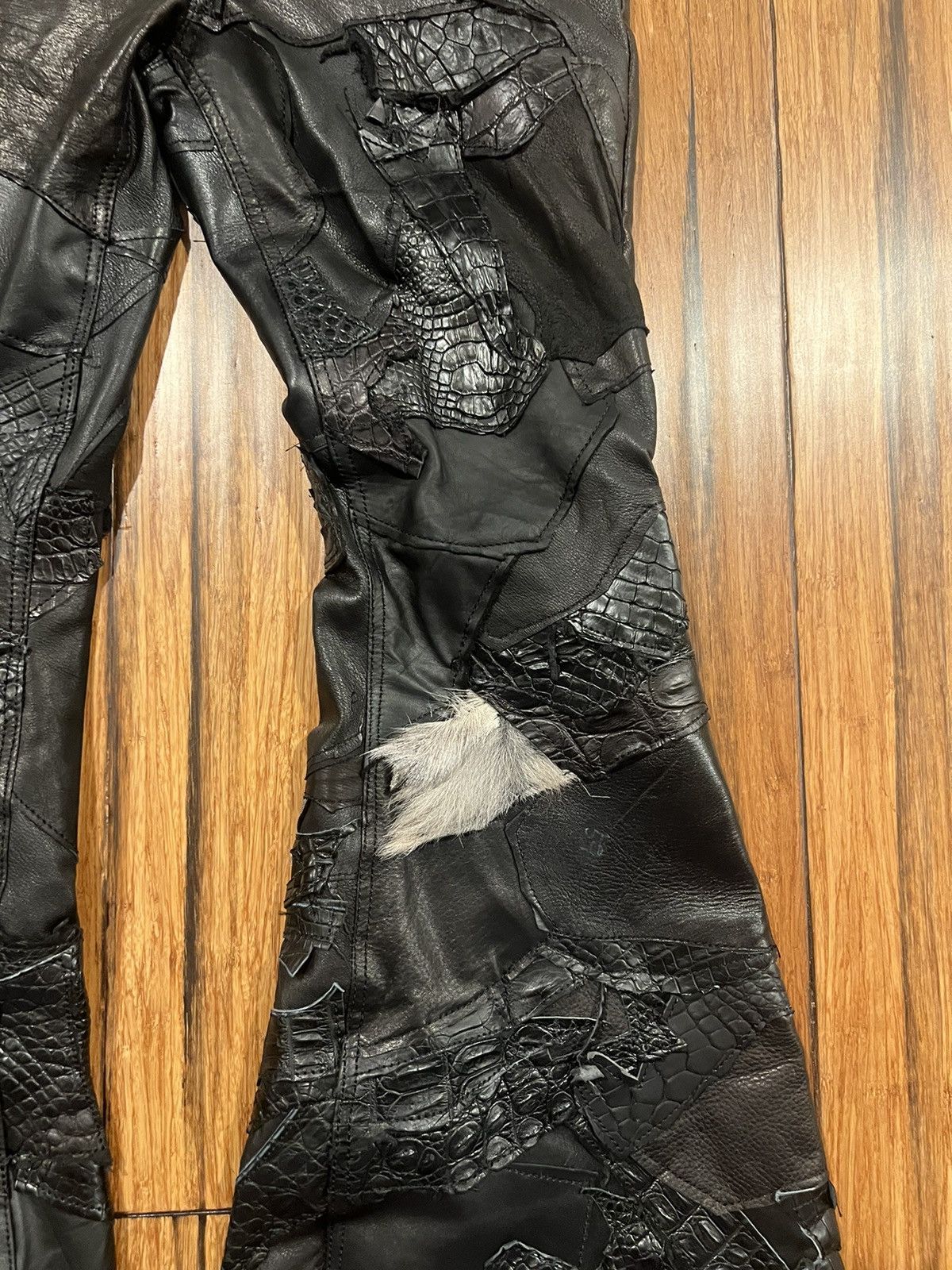 Yasuyuki Ishii Yasuyuki Ishii “Destroy” Leather Fur Variation Flared Jeans Size US 34 / EU 50 - 4 Thumbnail