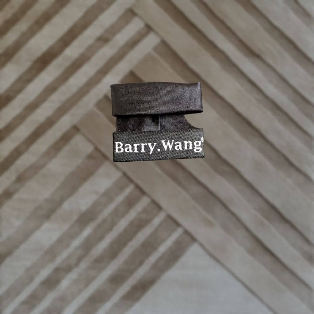 Vintage Barry Wang Men's Tie Black 100% Silk Textured Solid Classic 58" 3 1/8" Width Size ONE SIZE - 1 Thumbnail