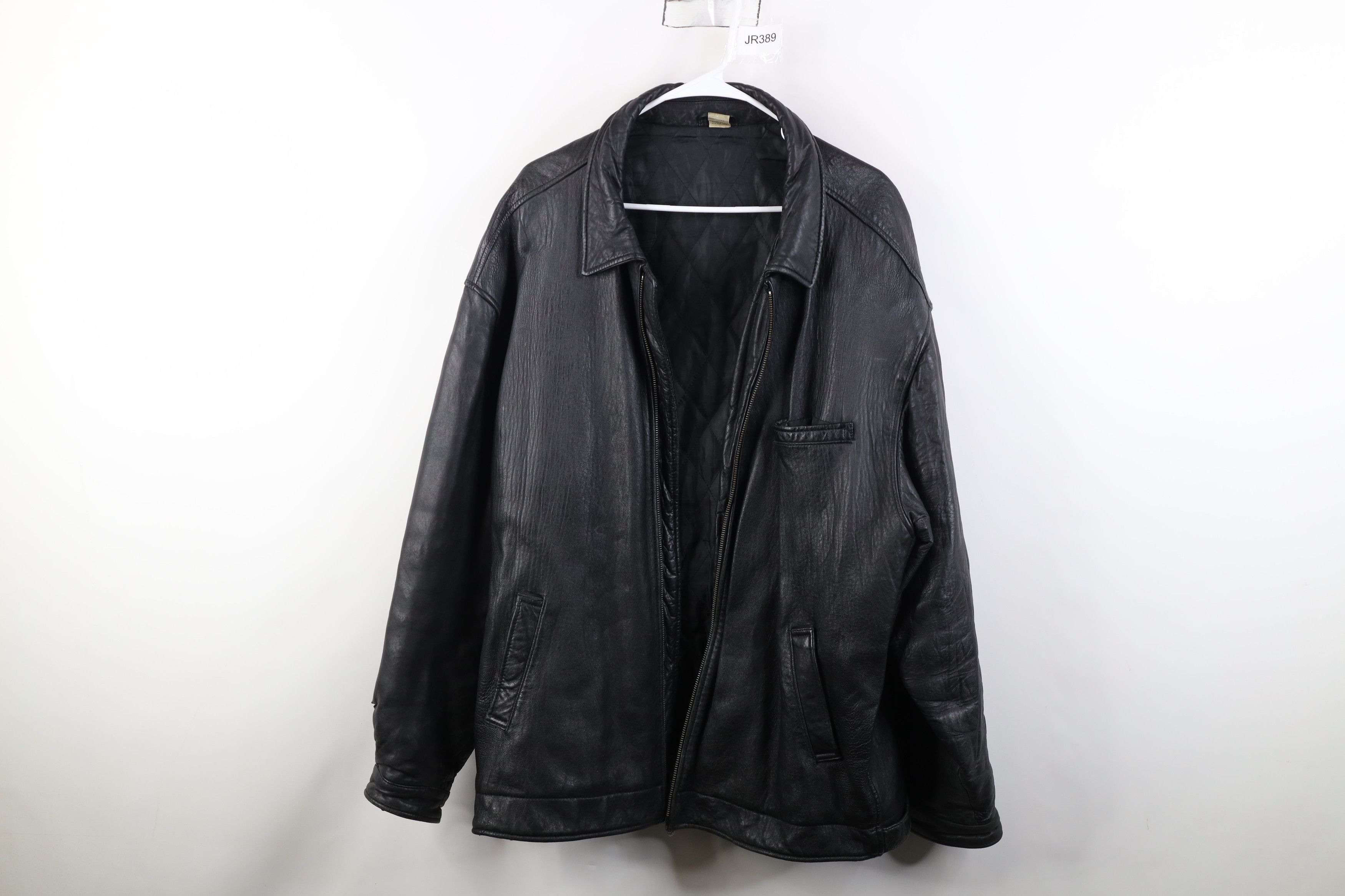 Vintage AS IS Vintage 90s Streetwear Quilted Leather Jacket Black Size US XXL / EU 58 / 5 - 1 Thumbnail