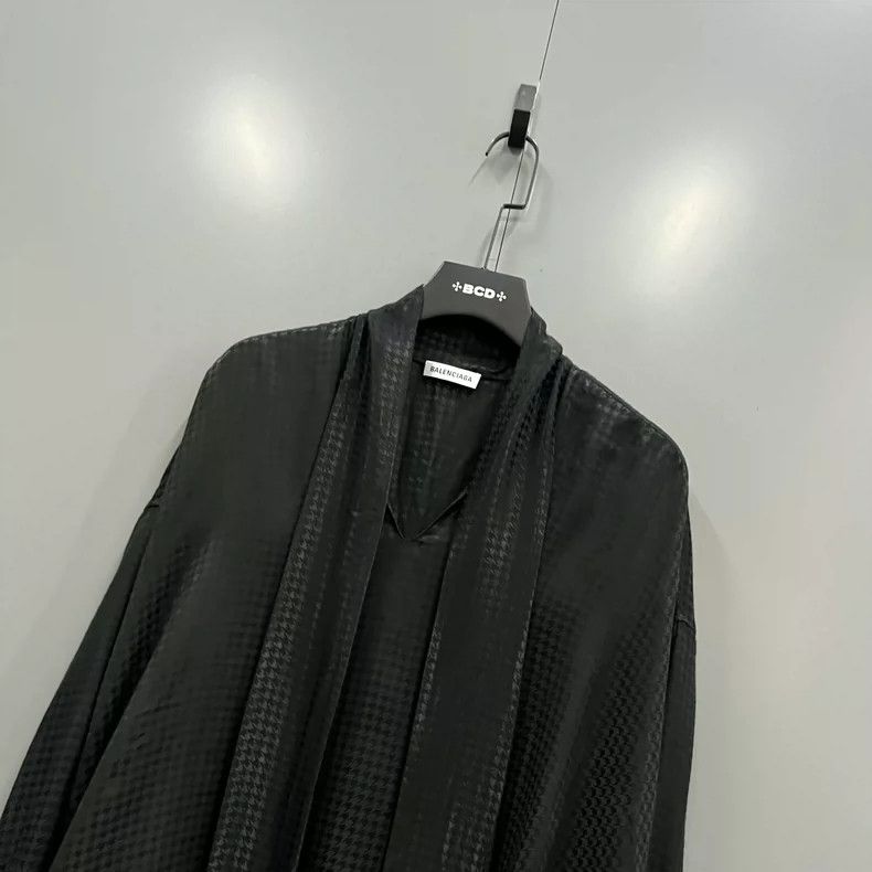 Balenciaga Balenciaga size 34 Black Houndstooth Ribbon Shirt Size S / US 4 / IT 40 - 3 Thumbnail