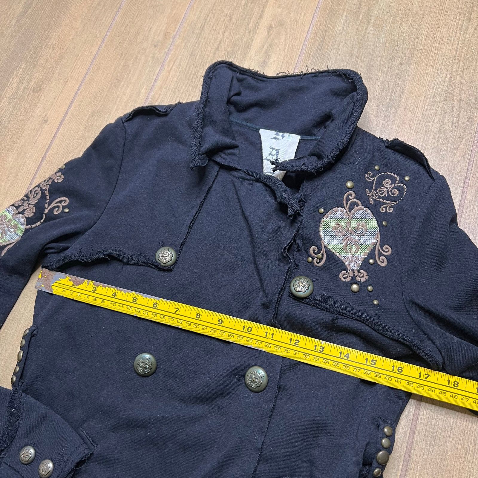 Vintage RAG COUTURE Jacket Womens M Black Embroidered Studded Y2K Size M / US 6-8 / IT 42-44 - 3 Thumbnail