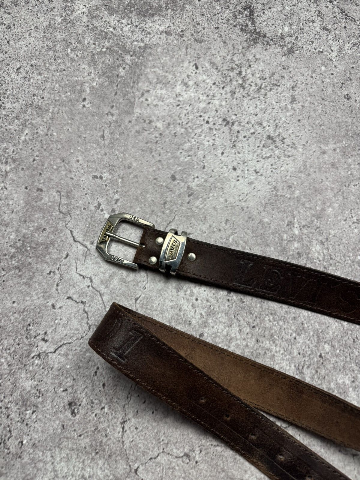 Levi's Vintage Clothing Vintage 90s Levi’s 501 Brown Leather Y2K Belt Cowboy Western Size ONE SIZE - 7 Thumbnail