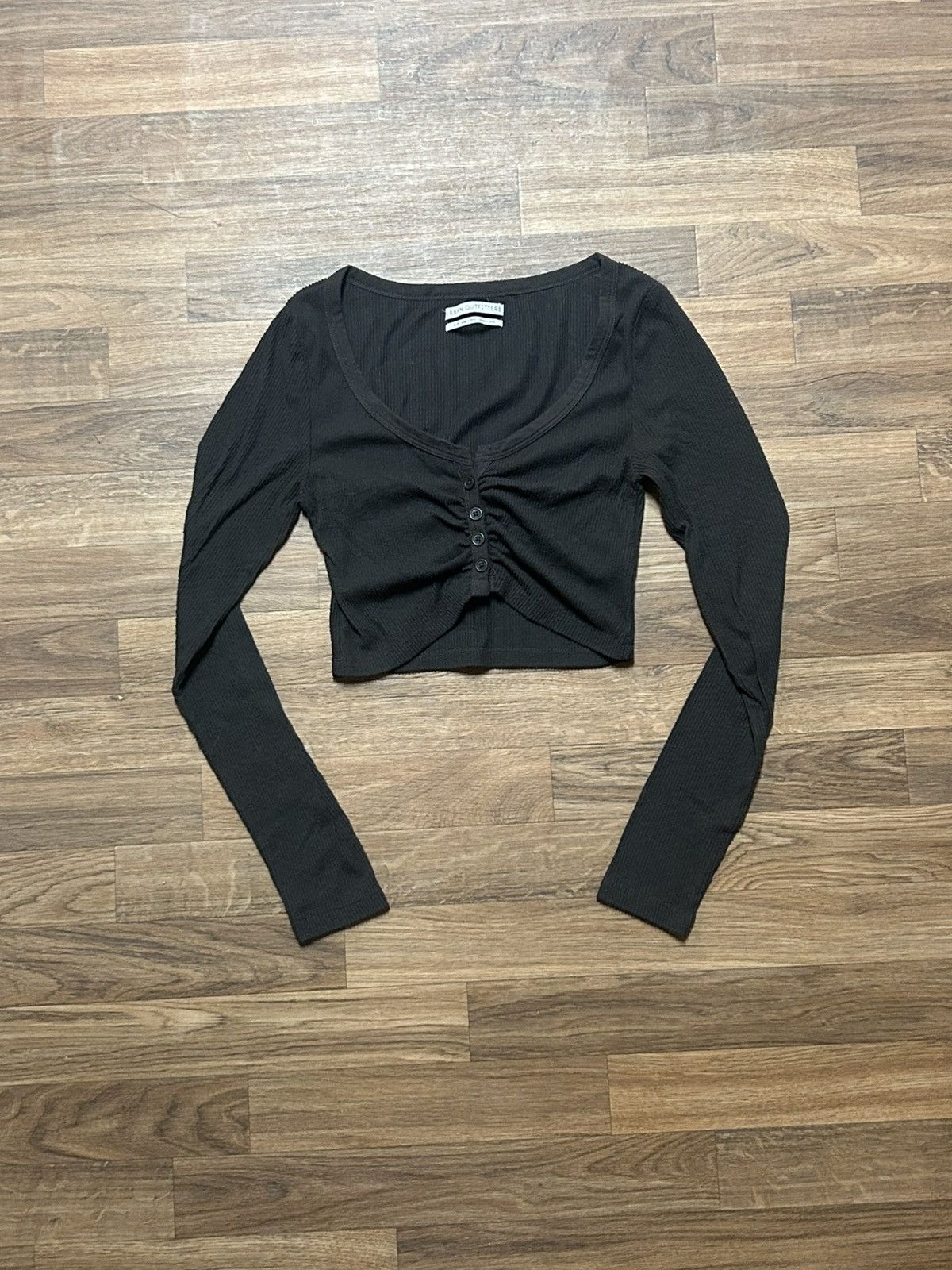 Urban Outfitters Urban Outfitters black fitted long sleeve scoop neck top Size S / US 4 / IT 40 - 1 Thumbnail