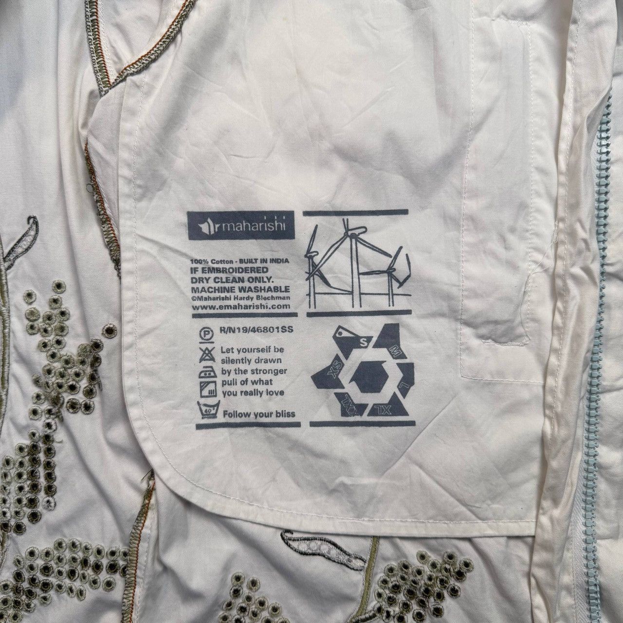 Maharishi Maharishi White Zip Shirt Embroidered Leaf Design Size US S / EU 44-46 / 1 - 15 Thumbnail