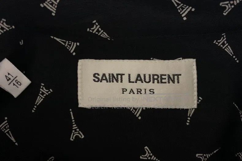 Saint Laurent Paris size 41 Mulberry Silk Eiffel Tower Shi