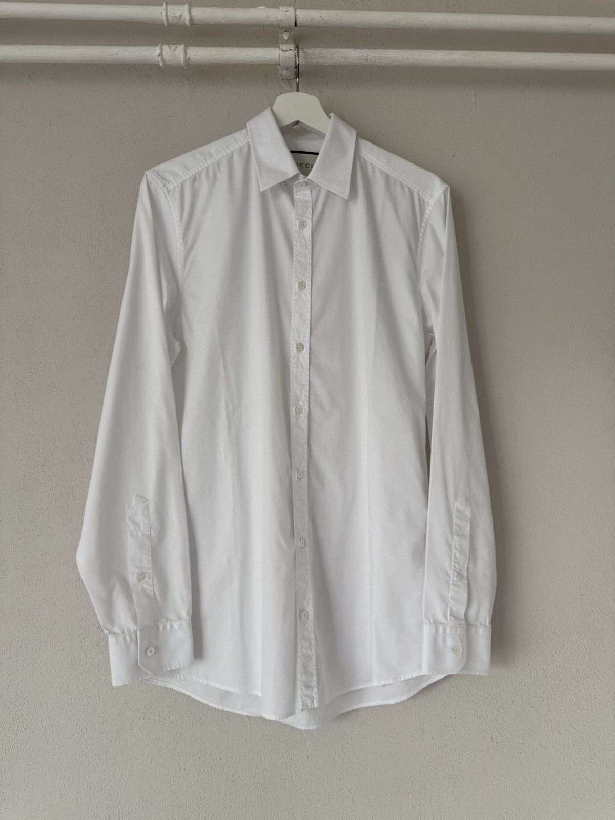 Gucci White Diamond-Pattern Textured Cotton Shirt Size US M / EU 48-50 / 2 - 1 Thumbnail