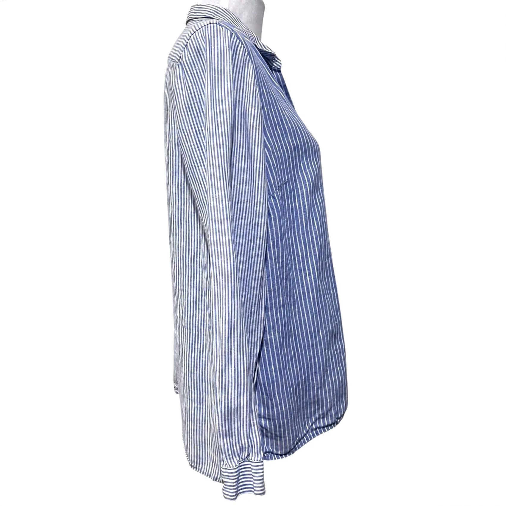 J. Jill J. Jill Blue Linen Cotton Button Up Shirt Medium Blue Relaxed Coastal Chic Shirt Womens M Blue Coastal Chic Button Up Shirt Size M / US 6-8 / IT 42-44 - 6 Thumbnail