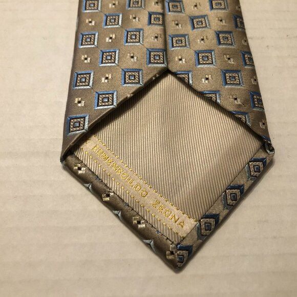 Ermenegildo Zegna ERMENEGILDO ZEGNA MEN'S NEW TAN 100%SILK TIE 3 1/2" X 59" Size ONE SIZE - 4 Thumbnail
