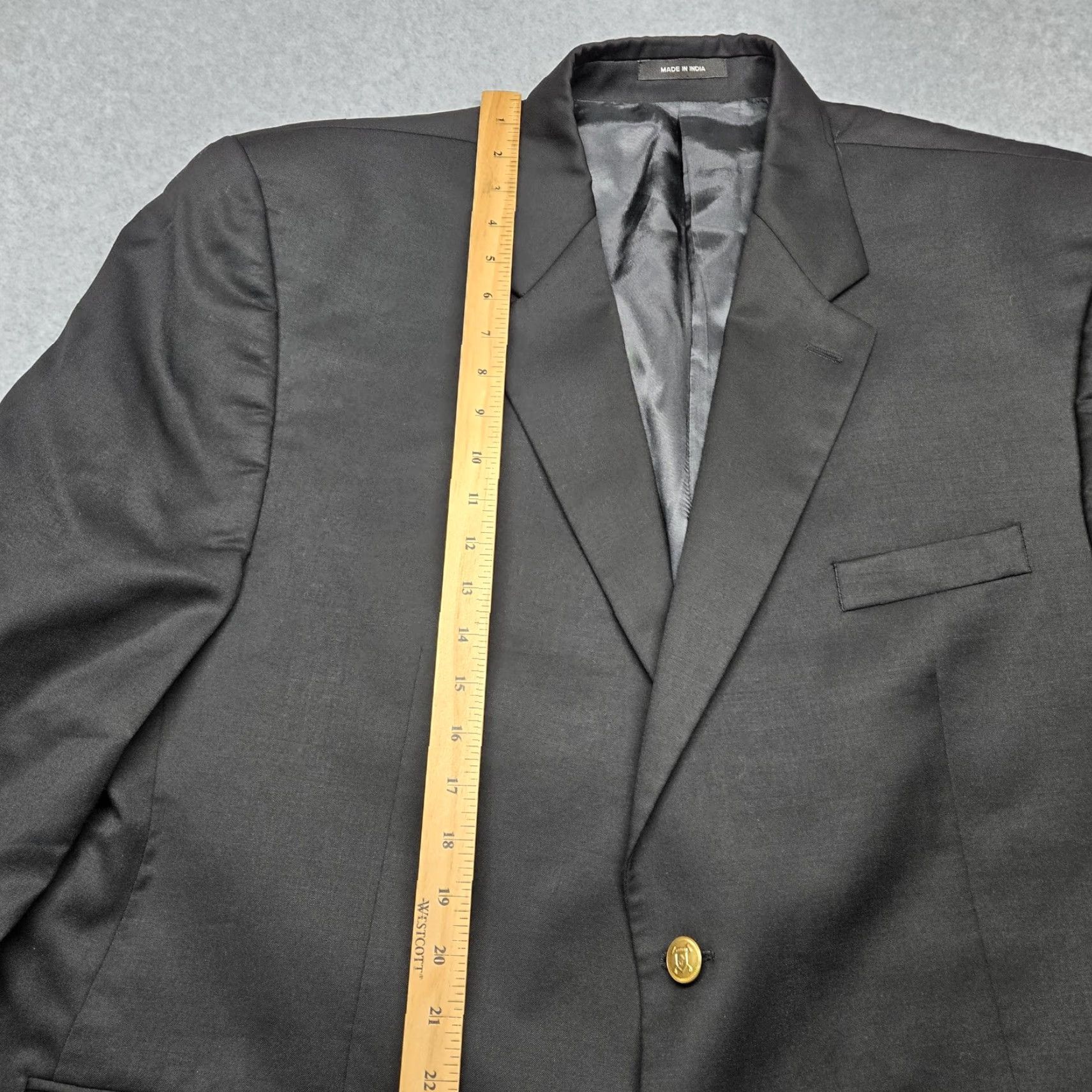 Chaps Chaps Blazer Mens 46 Regular Black Wool Sport Coat Gold Buttons Classic Size 40R - 5 Thumbnail