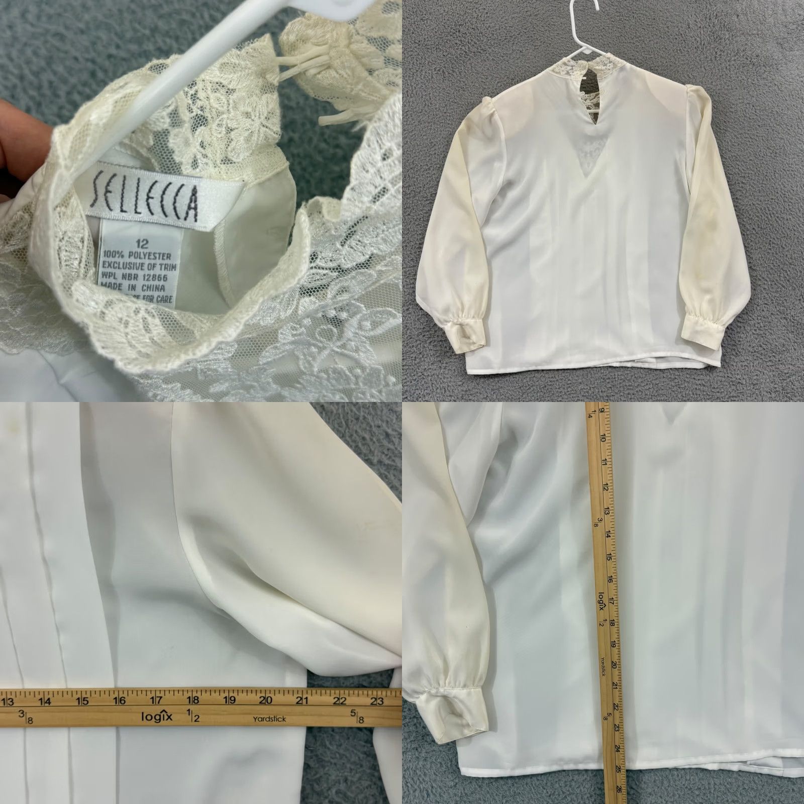 Vintage VINTAGE Sellecca Shirt Womens 12 White Blouse Embroidered 80s Button Lace Top Size XL / US 12-14 / IT 48-50 - 8 Thumbnail