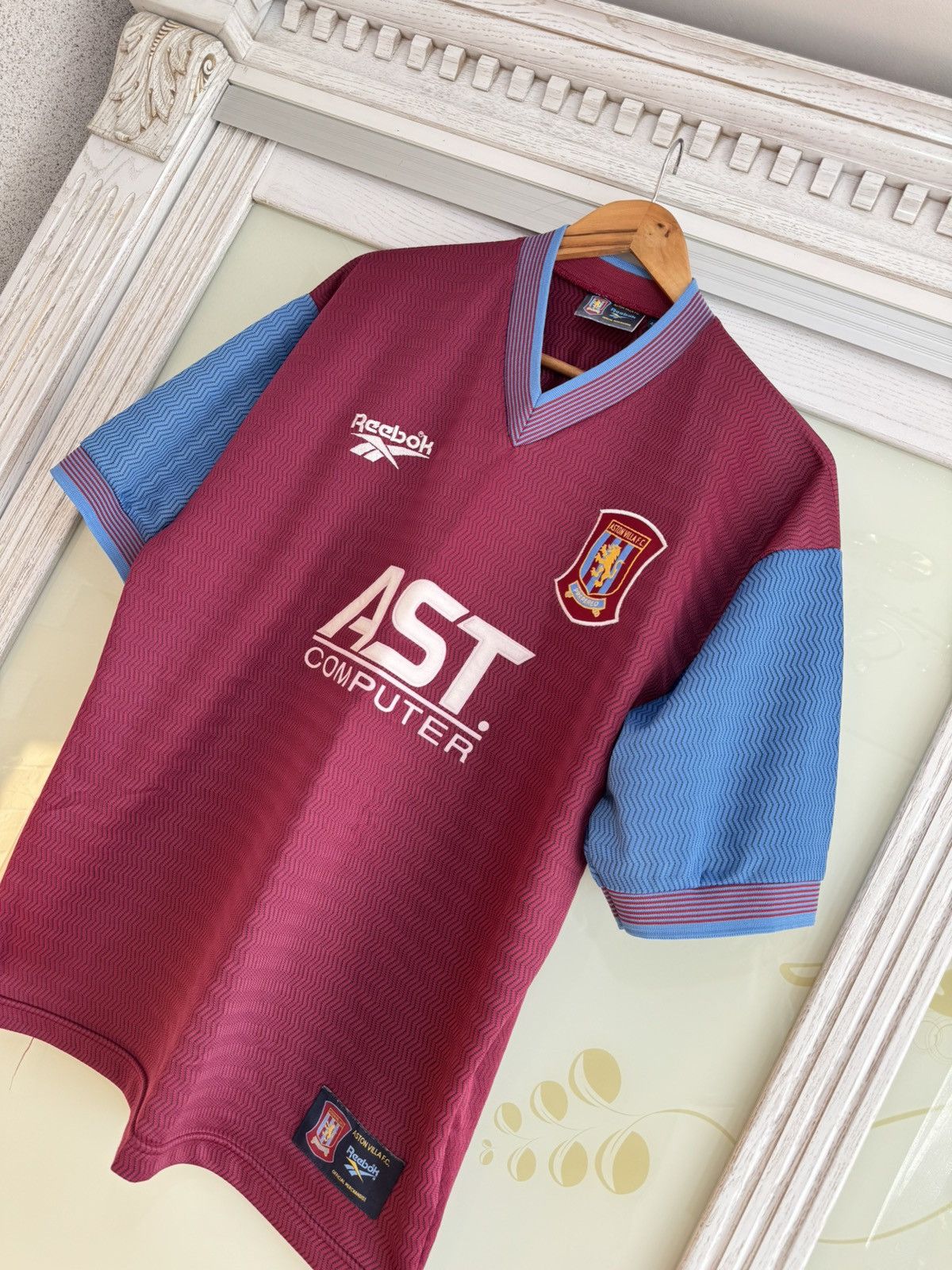 Reebok Vintage Aston Villa 1997-1998 Home Soccer Jersey Kit Shirt Size US L / EU 52-54 / 3 - 5 Thumbnail