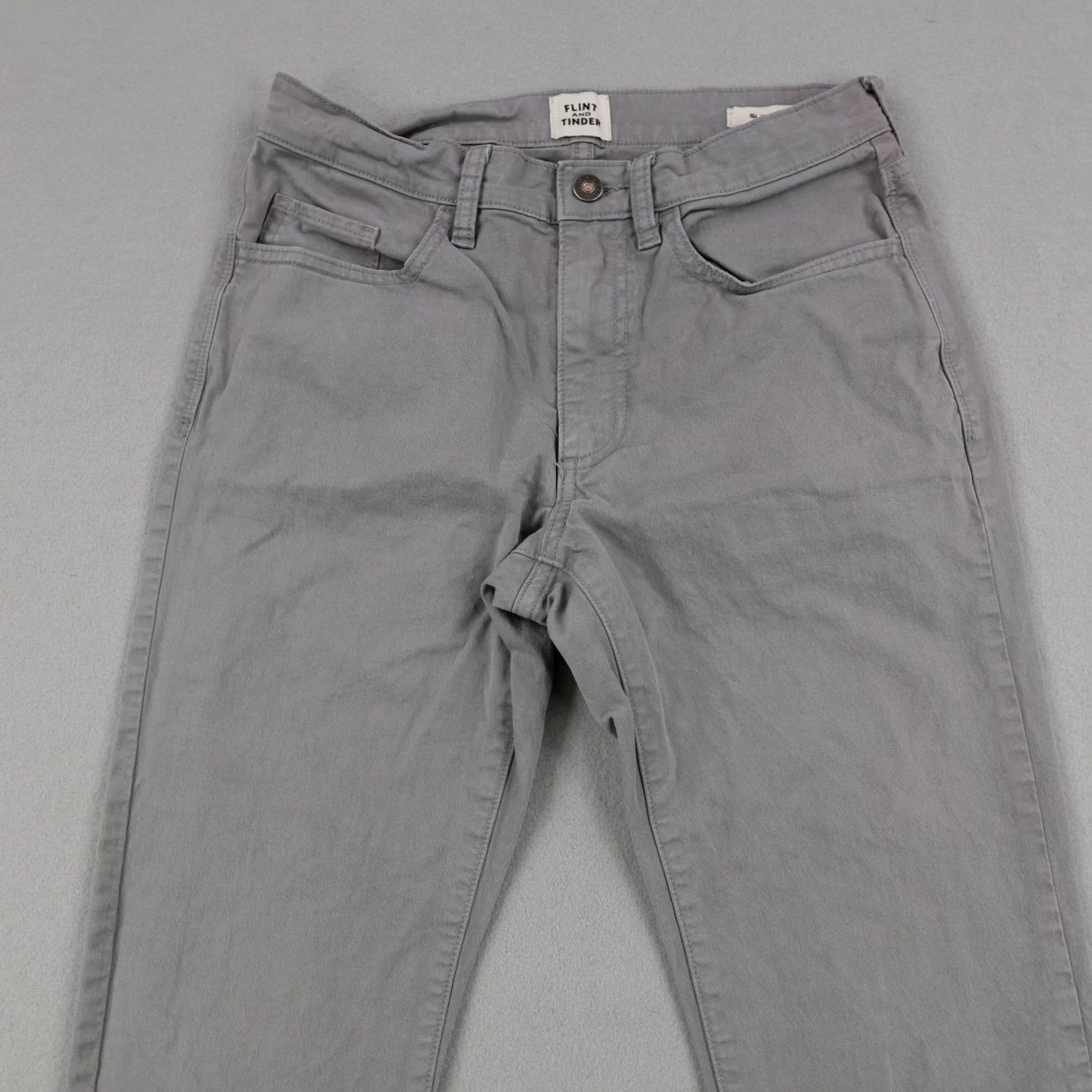 Flint And Tinder Flint And Tinder Pants Mens 28x30 Gray Chino Slim Fit 5 Pocket Straight Leg Workwear Size US 28 / EU 44 - 2 Thumbnail