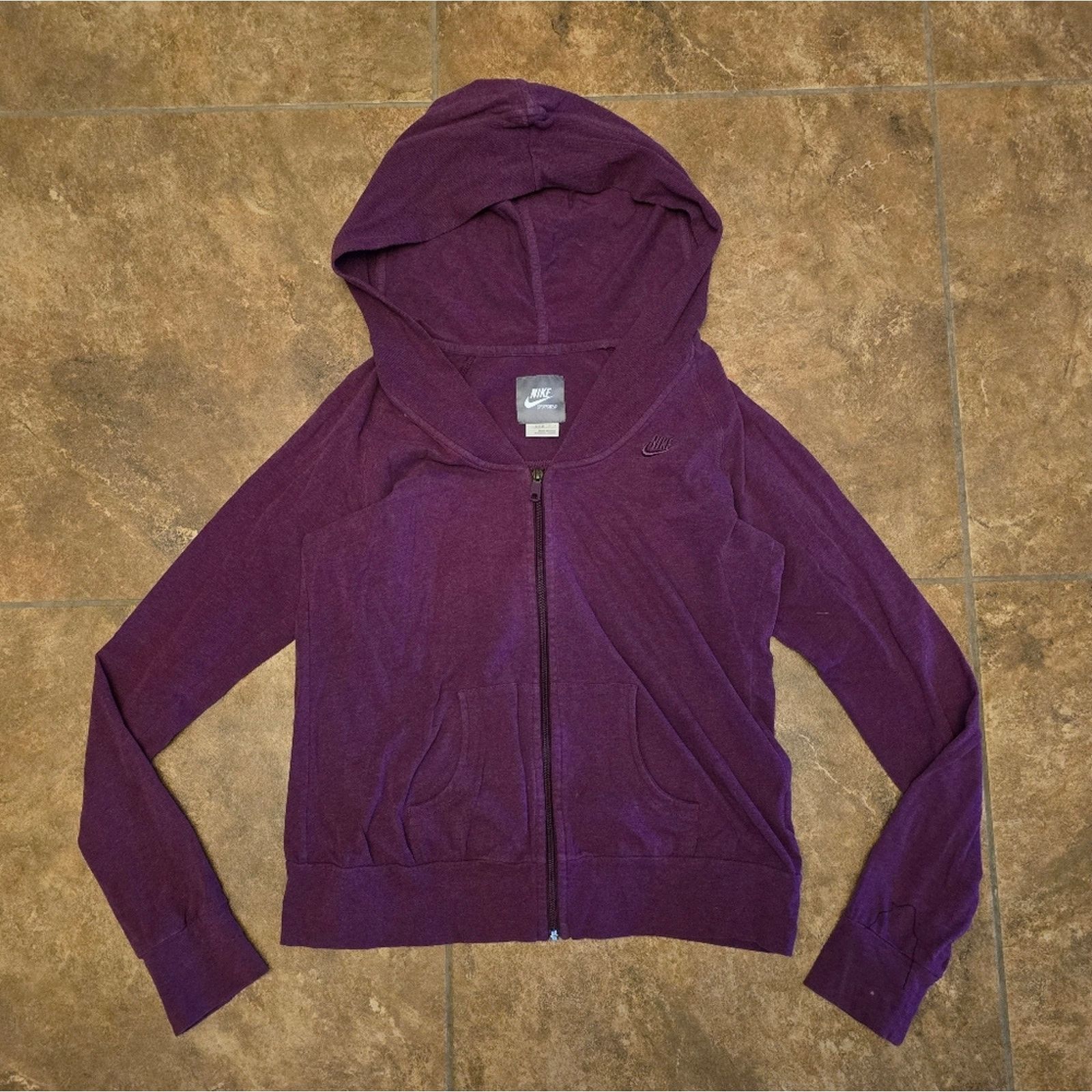 Nike Purple Cropped | NIKE | Athletic Zip Up Size L / US 10 / IT 46 - 1 Thumbnail