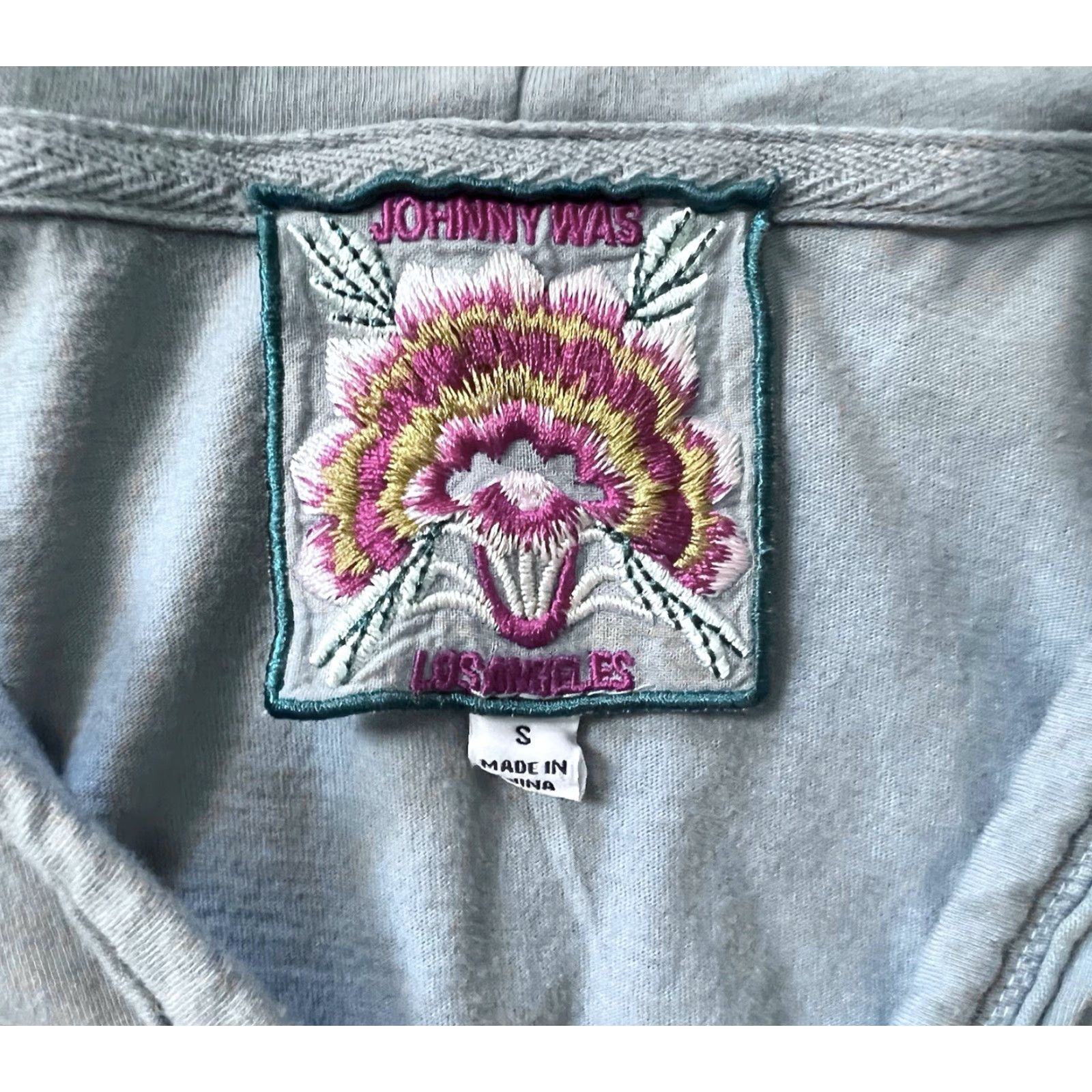 Johnny Was Johnny Was Hoodie Shirt Beach Small Blue Womens Pullover V-Neck Summer Sun & Moon Love Cherries Activewear Beach Size S / US 4 / IT 40 - 6 Thumbnail