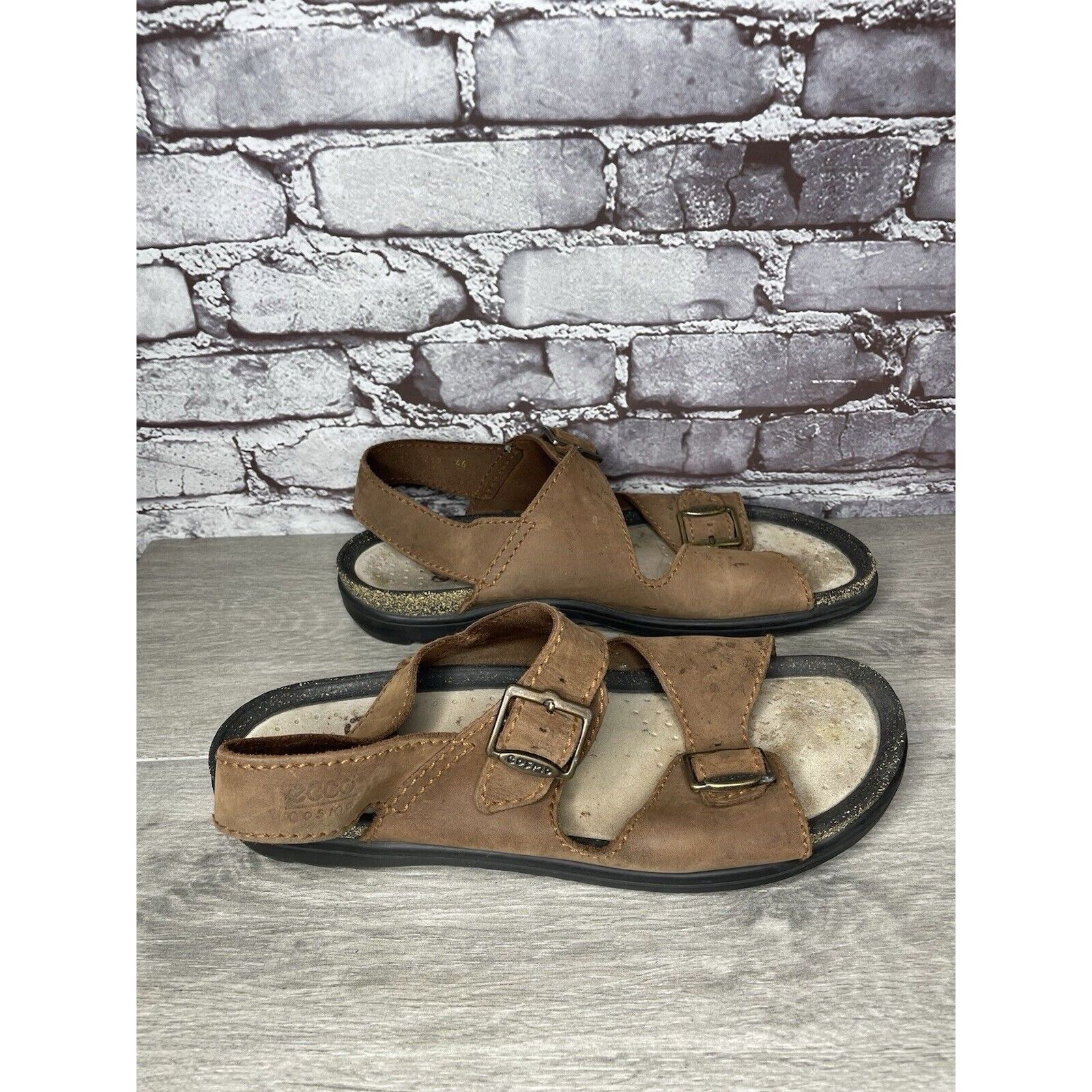 Ecco Ecco Cosmo Brown Leather Casual Comfort Cork Strap Sandals M Size US 13 / EU 46 - 10 Thumbnail