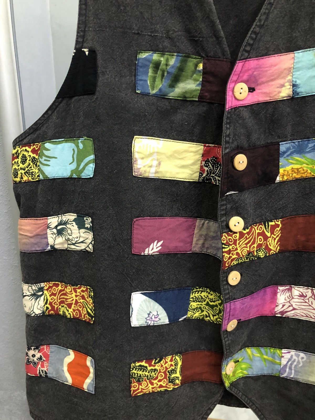 Japanese Brand El Rodeo Japan Patchwork Artisan Vest Black Faded Boho Craft Size US S / EU 44-46 / 1 - 5 Thumbnail
