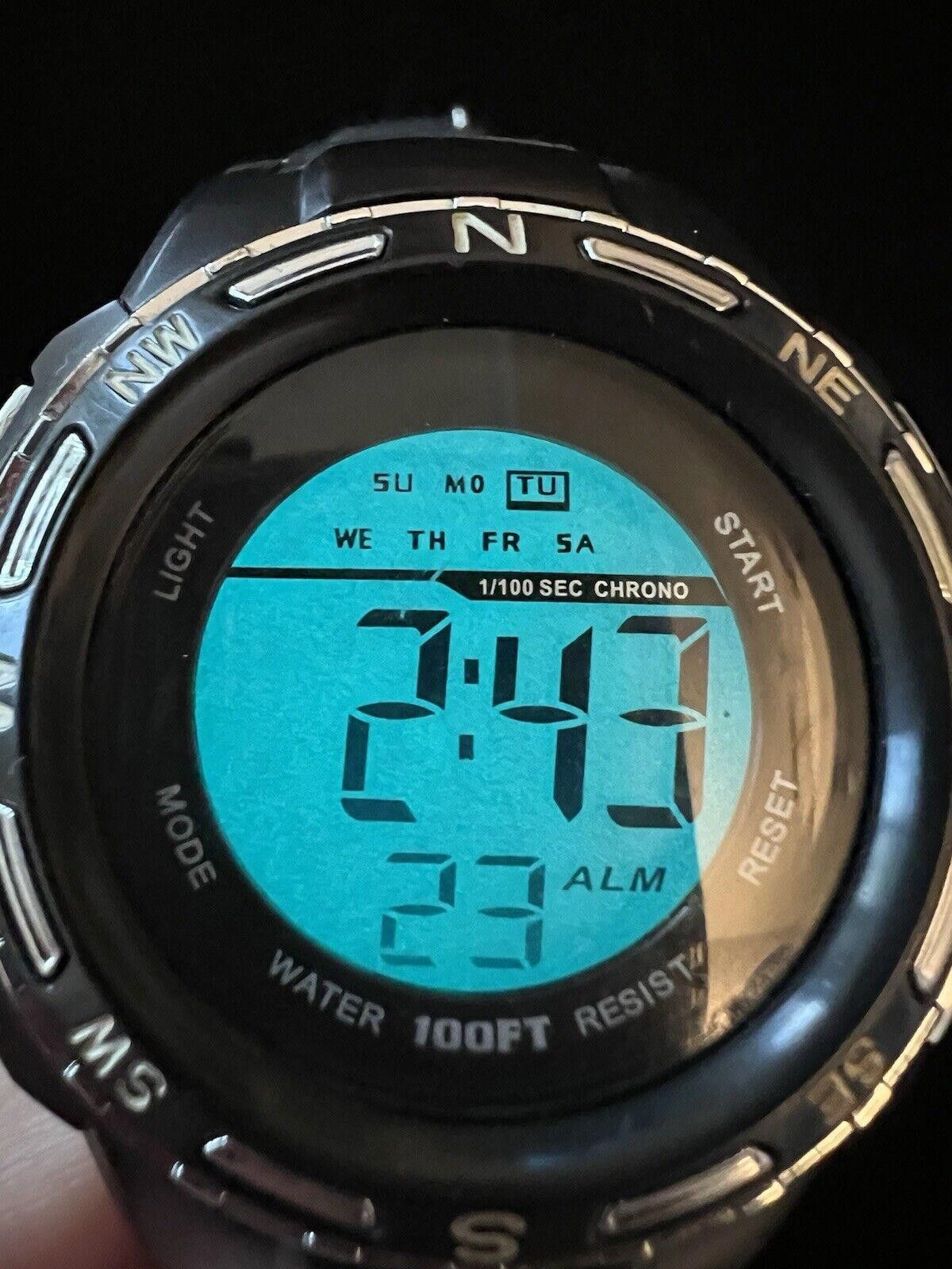 Designer Digital Watch Light, Alarm, Stopwatch, New Battery Size ONE SIZE - 4 Thumbnail
