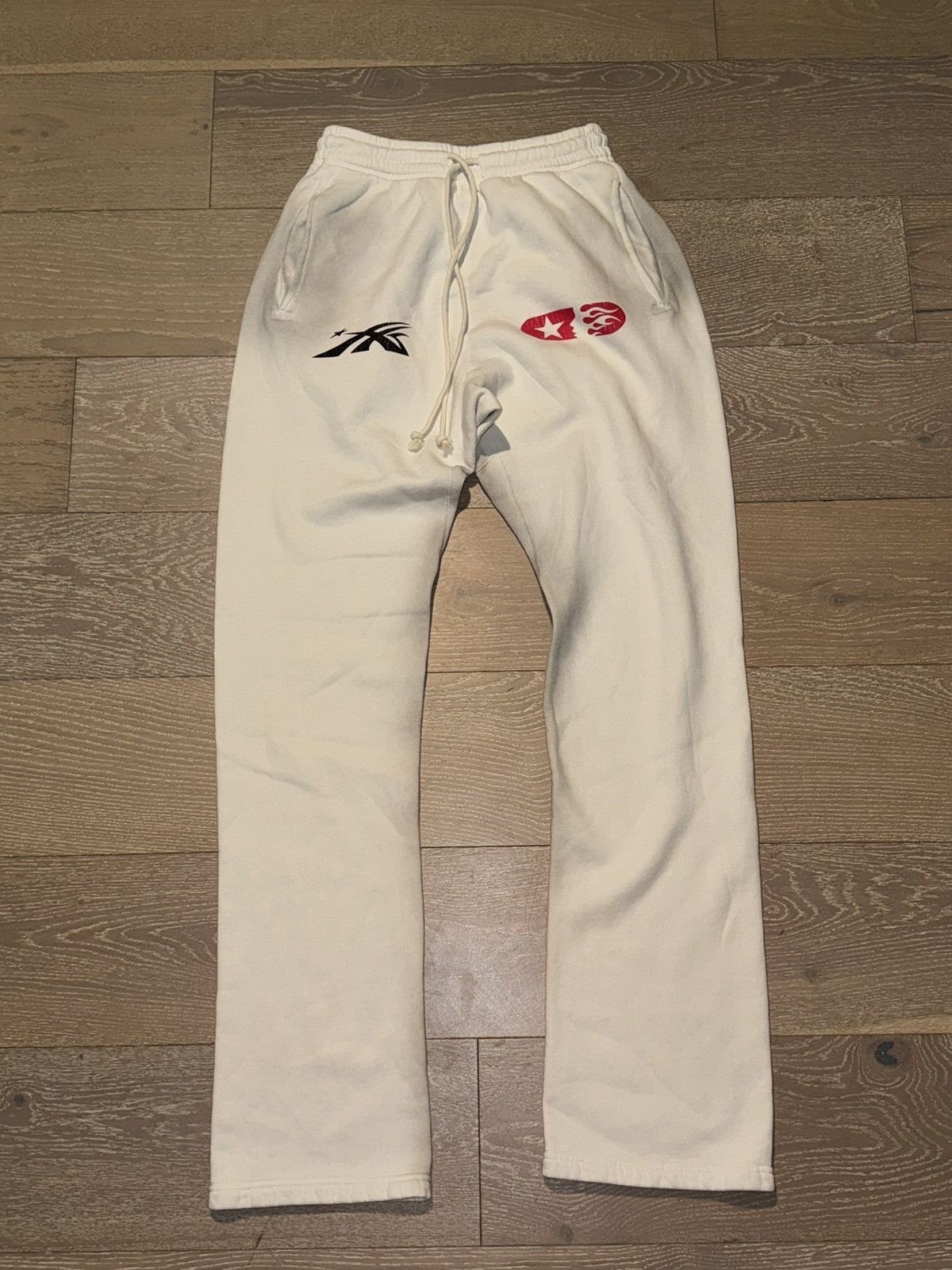 image of Hellstar “If You Don’T Like Us Beat Us” Sweatpants (White), Men's (Size 30)