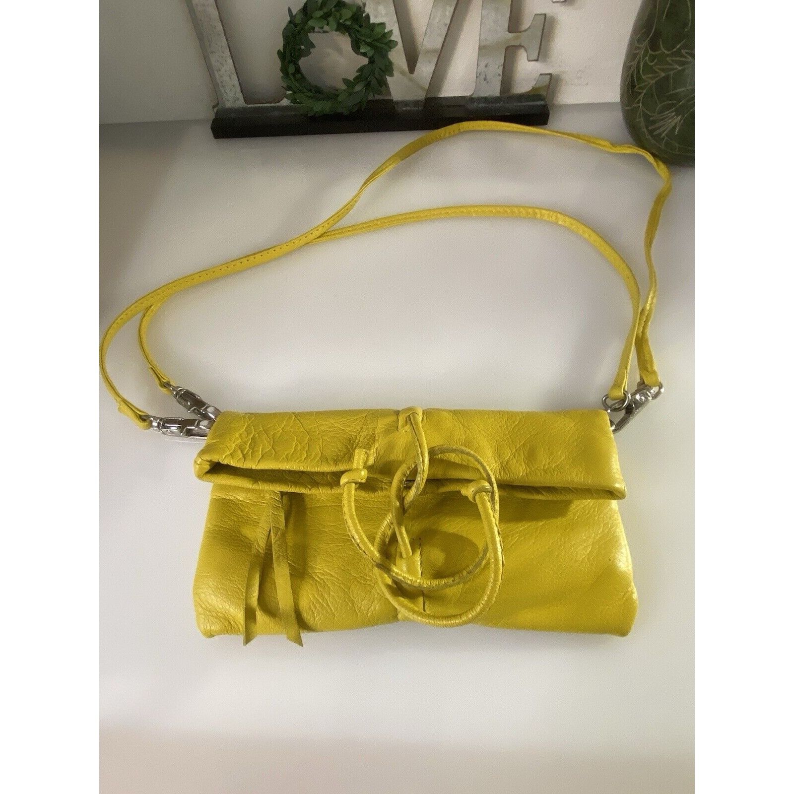 Vintage Arezzo Yellow Leather Small Crossbody Shoulder Bag Clutch Ad Size ONE SIZE - 22 Thumbnail