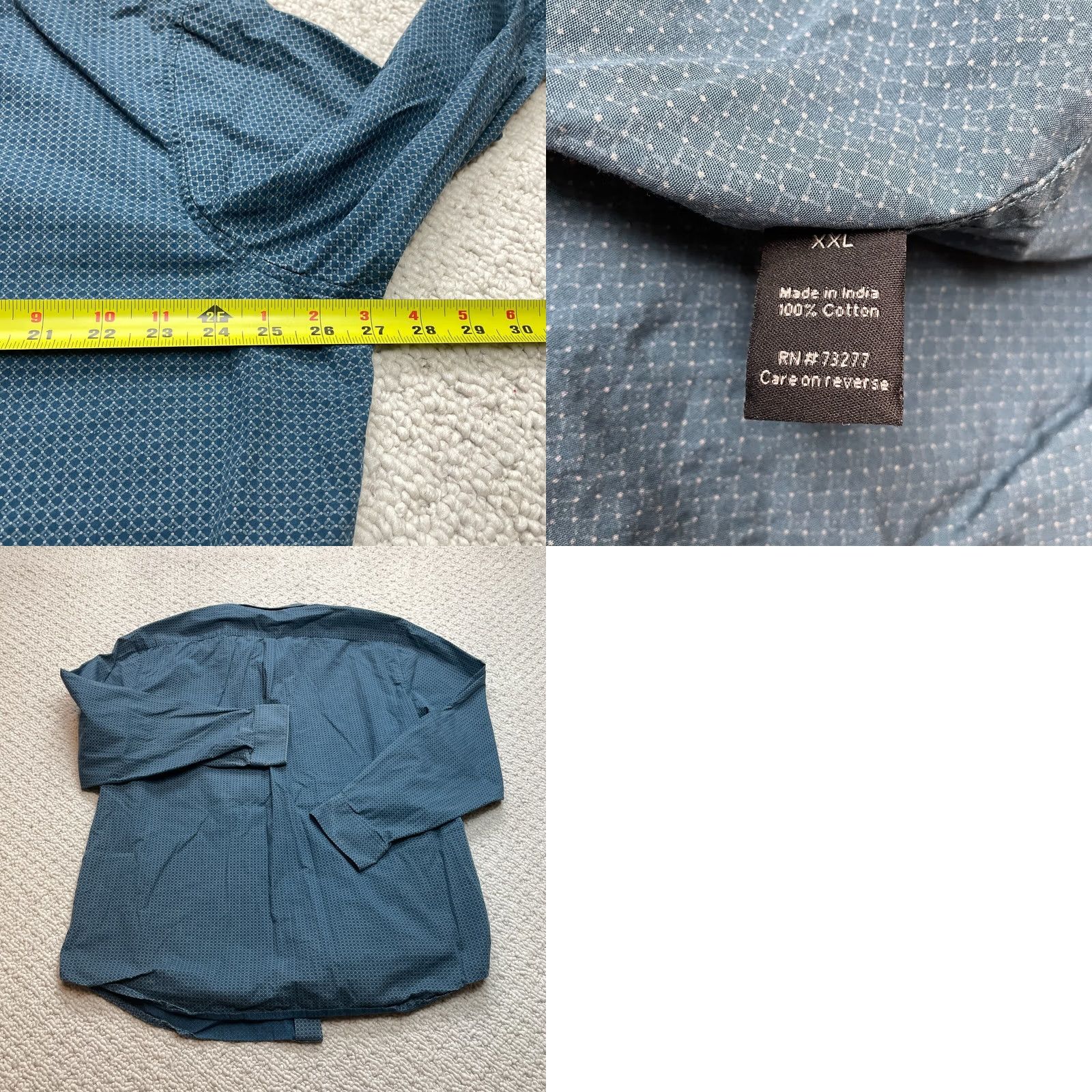 Apt. 9 Apt. 9 Button-Down Shirt Mens 2XL 54 Blue Diamond Long Sleeve Cotton Collared Size US XXL / EU 58 / 5 - 8 Thumbnail