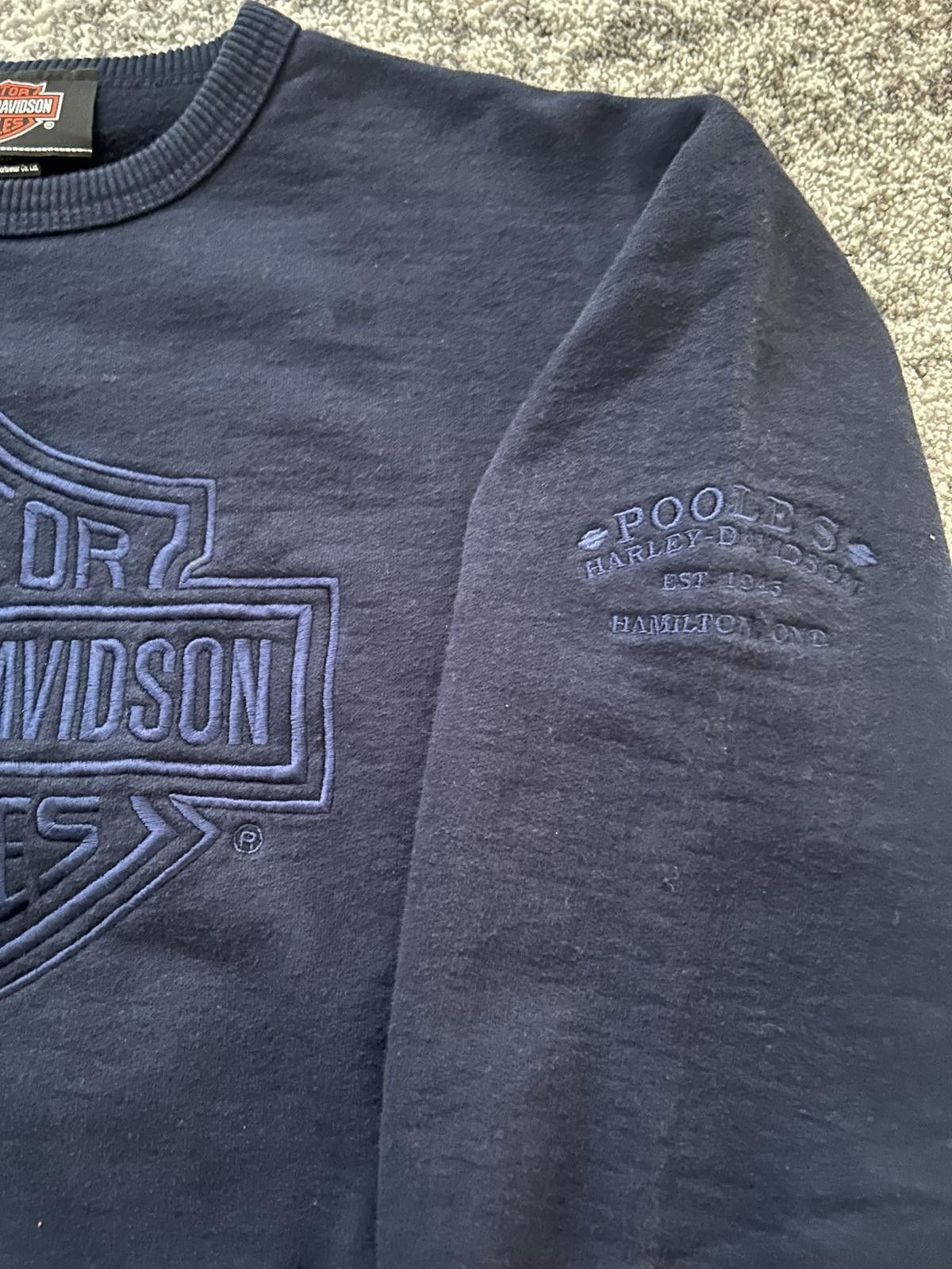 Harley Davidson Vintage Harley-Davidson Navy Crewneck – Tonal Bar & Shield Size US M / EU 48-50 / 2 - 4 Thumbnail