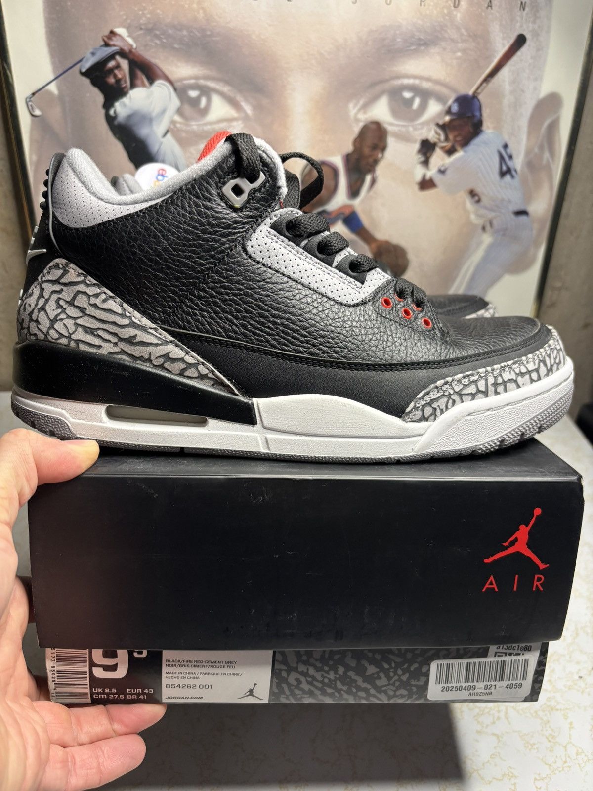 Jordan Brand Jordan 3 Retro Black Cement 2018 Size US 9.5 / EU 42-43 - 1 Thumbnail