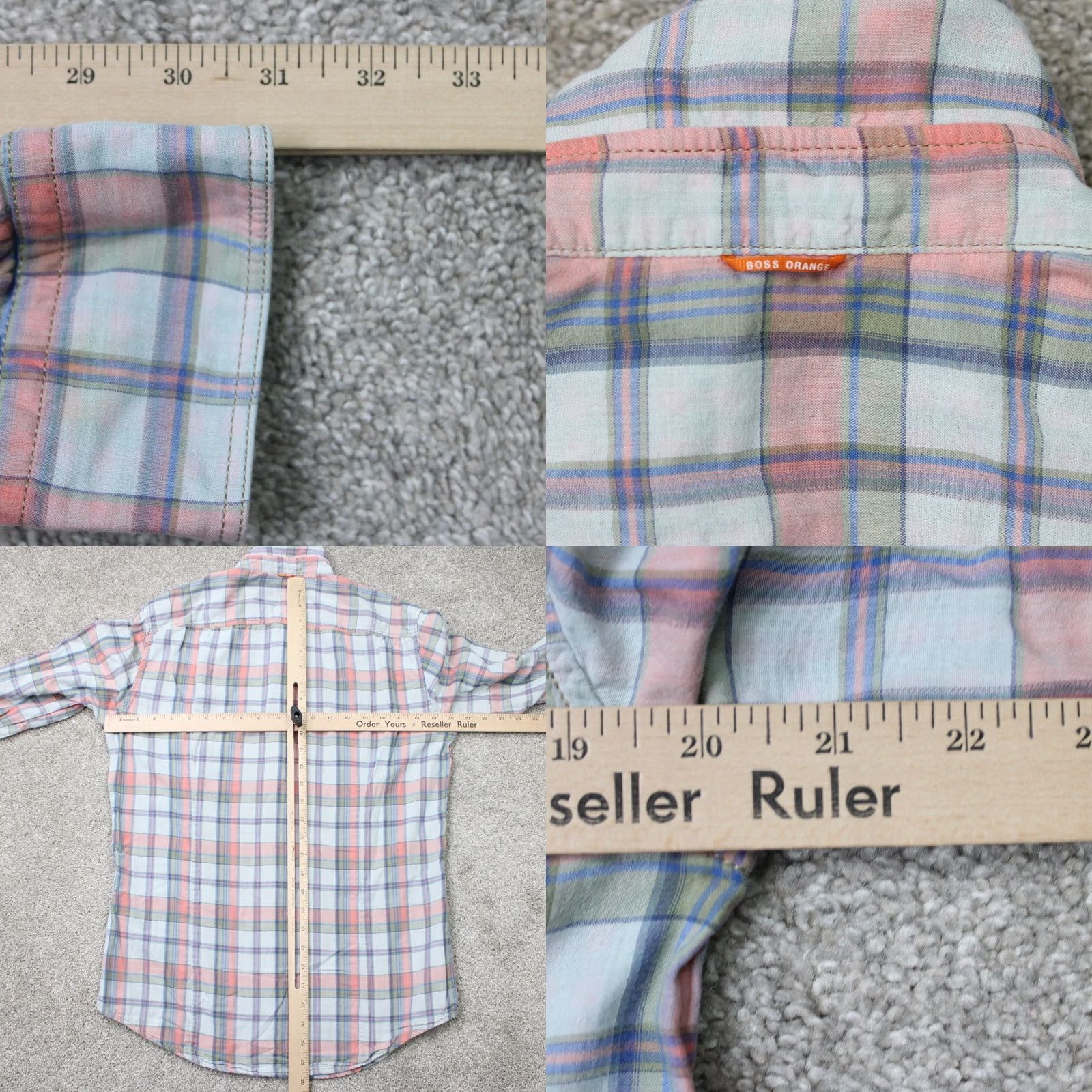Hugo Boss HUGO BOSS Shirt Mens Medium Pink/Green CalifoE_1 Cotton Long Sleeve Button-Up Plaid Vintage No Size US M / EU 48-50 / 2 - 9 Thumbnail