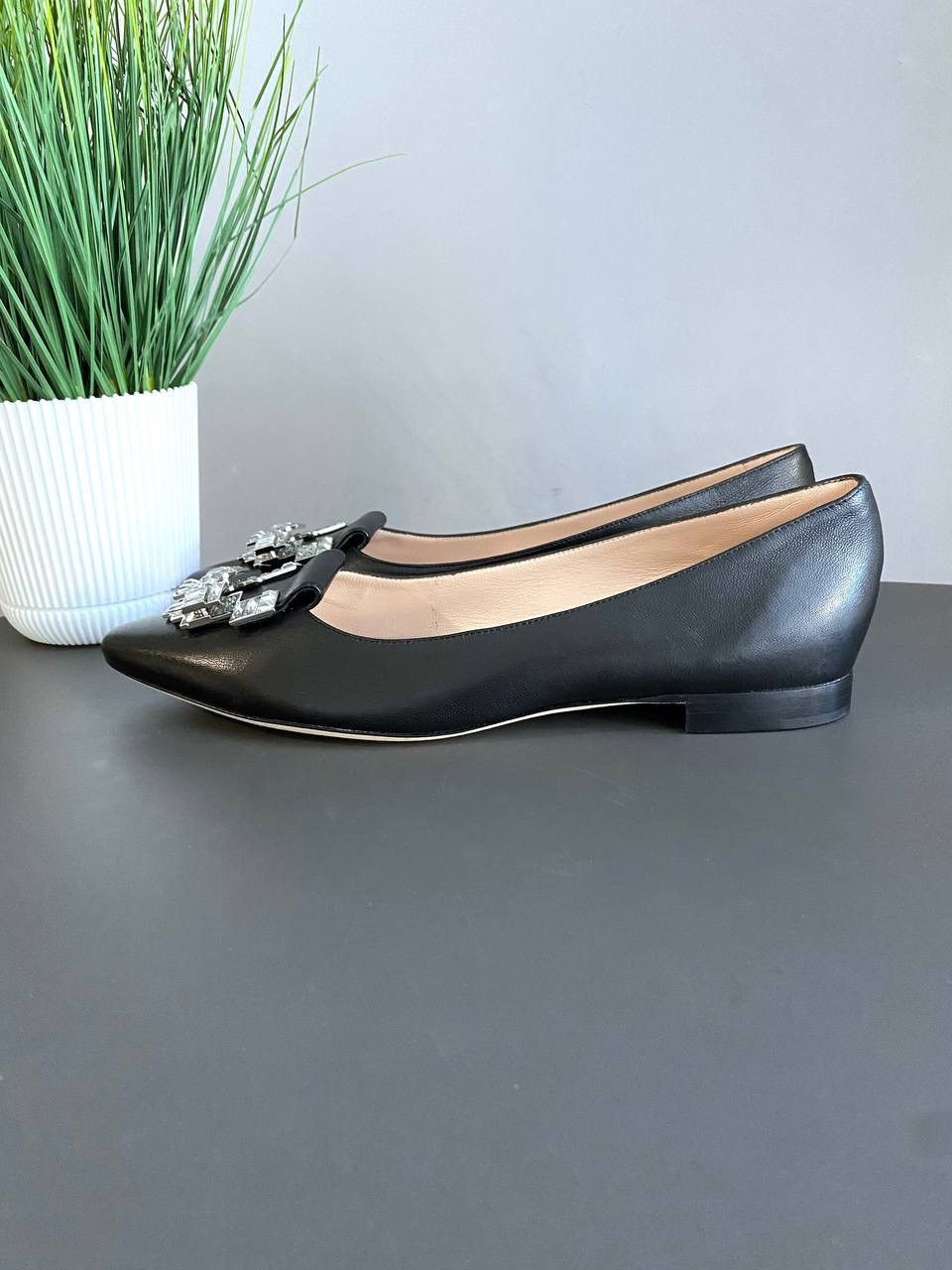 Designer RODO Leather Ballet Flats Lotus Crystal Embellished, 40,5 Size US 9.5 / IT 39.5 - 6 Thumbnail