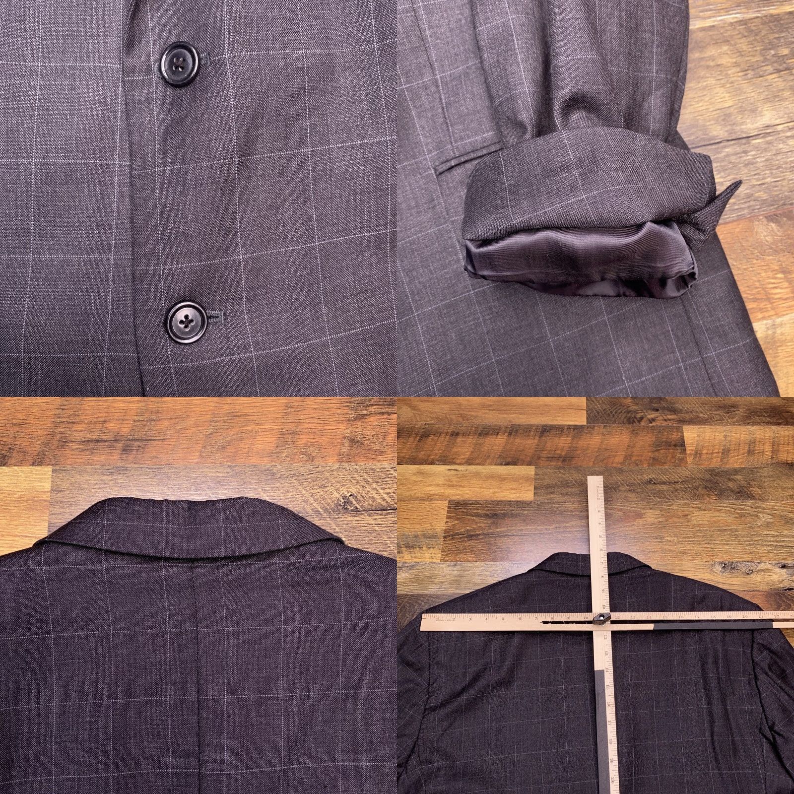 Jos. A. Bank Jos. A. Bank Blazer Sport Coat 48R Gray Windowpane Wool Slm Notch Single-Breasted Two-Button Mens Jacket Coat Regular Vintage No Size 48R - 8 Thumbnail