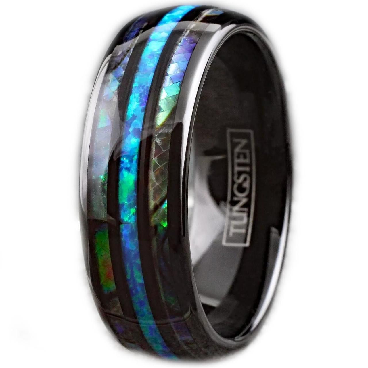 Other Tungsten wedding band ring for men blue opal and abalone Size ONE SIZE - 2 Thumbnail