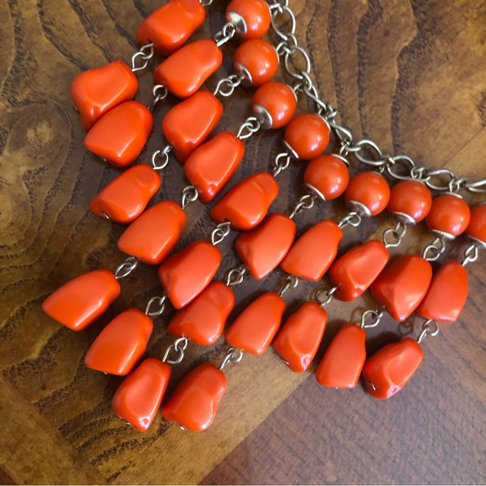 Jewelry Bright orange resin beaded chain necklace Size ONE SIZE - 8 Thumbnail