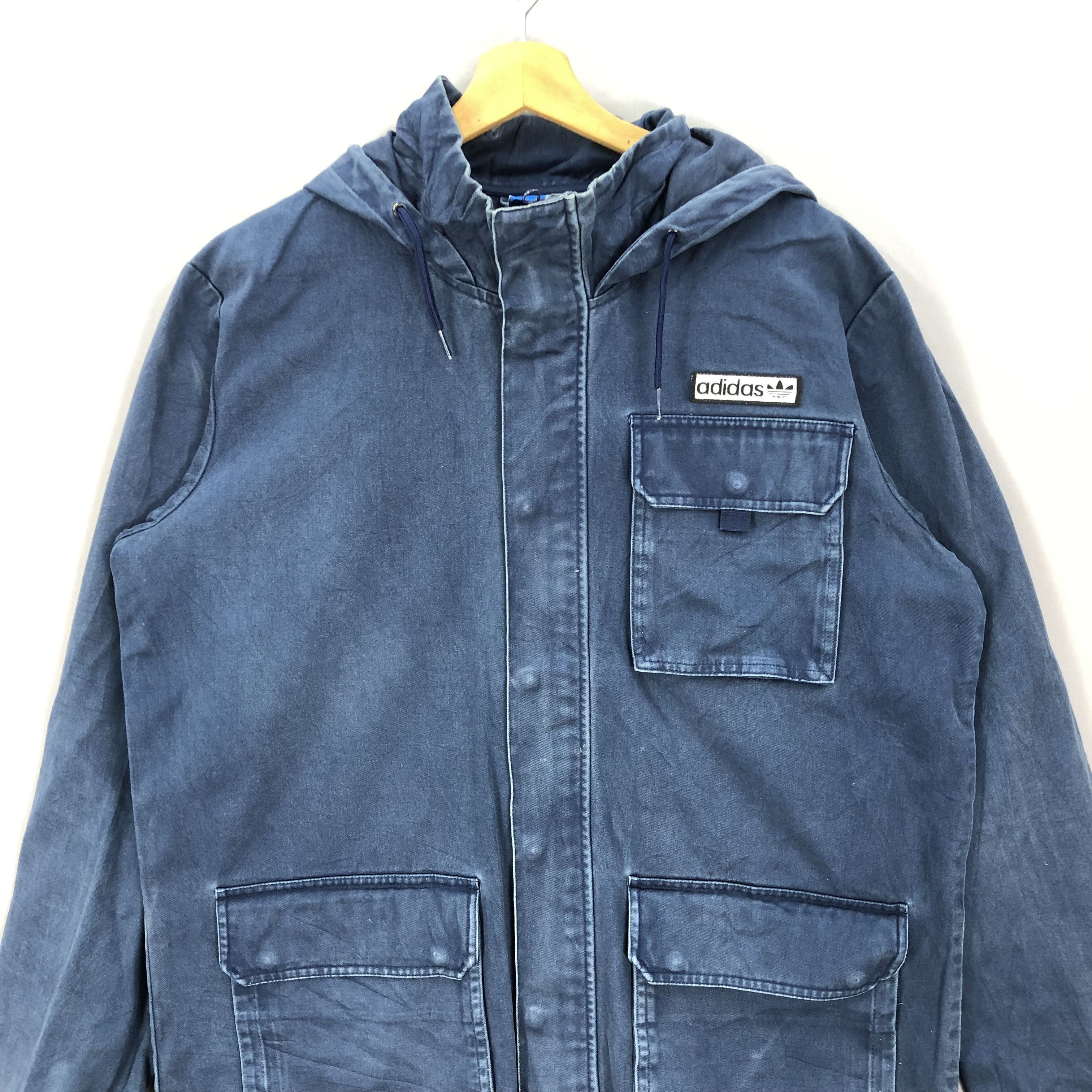 Adidas Vintage Y2K Adidas Chore Hoodie Long Trench Jackets Size US L / EU 52-54 / 3 - 3 Thumbnail
